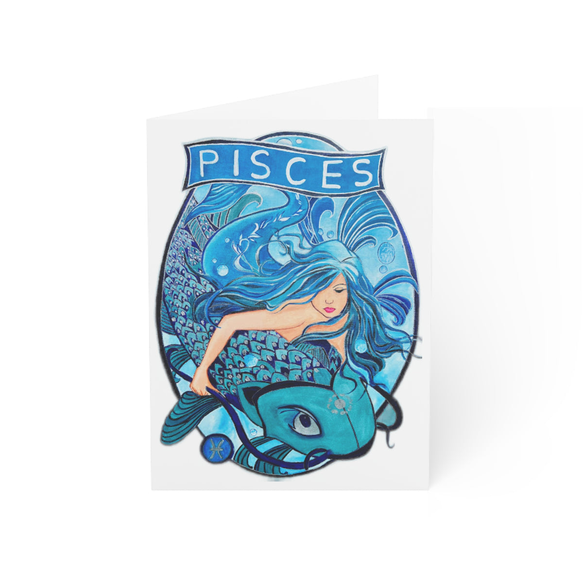 Celebrate the Pisces Spirit: Enchanting Greeting Card  (1, 10, 30, and 50pcs) - Ira World Art LLC