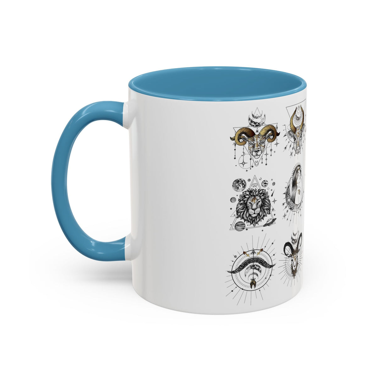 Zodiac Accent Ceramic Coffee Mug with Vibrant Horoscope Design 11oz & 15oz - Ira World Art LLC