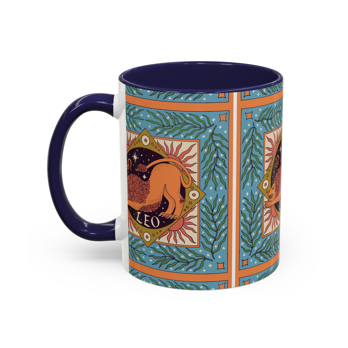 Vibrant Leo Zodiac Coffee Mug, Custom Ceramic 11oz & 15oz Colorful Design - Ira World Art LLC