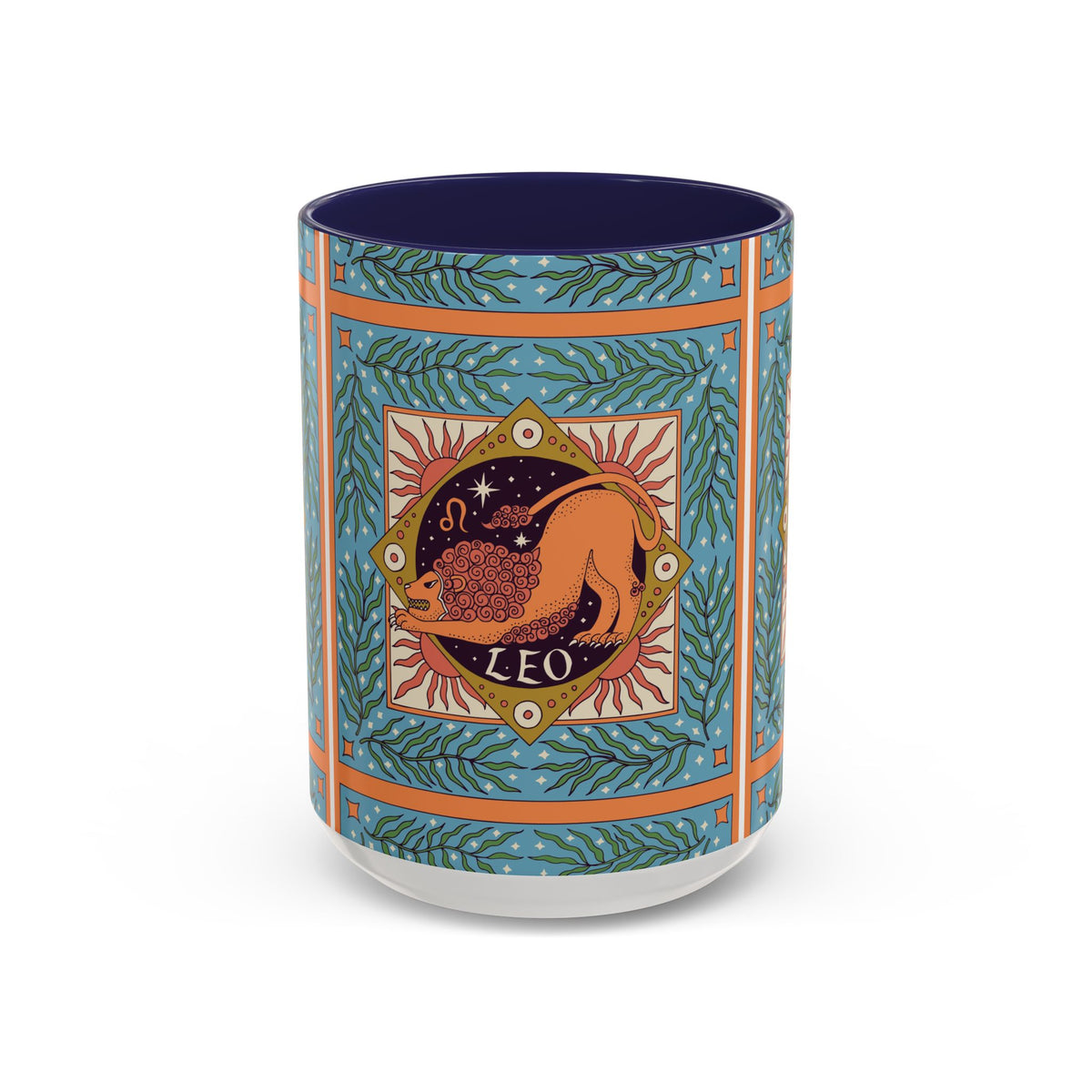 Vibrant Leo Zodiac Coffee Mug, Custom Ceramic 11oz & 15oz Colorful Design - Ira World Art LLC