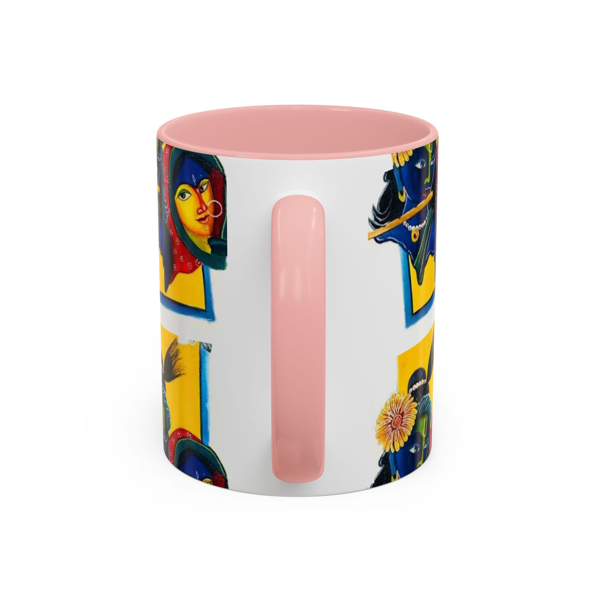 Colorful Ceramic Mug with Unique Hindu Art Design, 11oz & 15oz Aesthetic Gift - Ira World Art LLC
