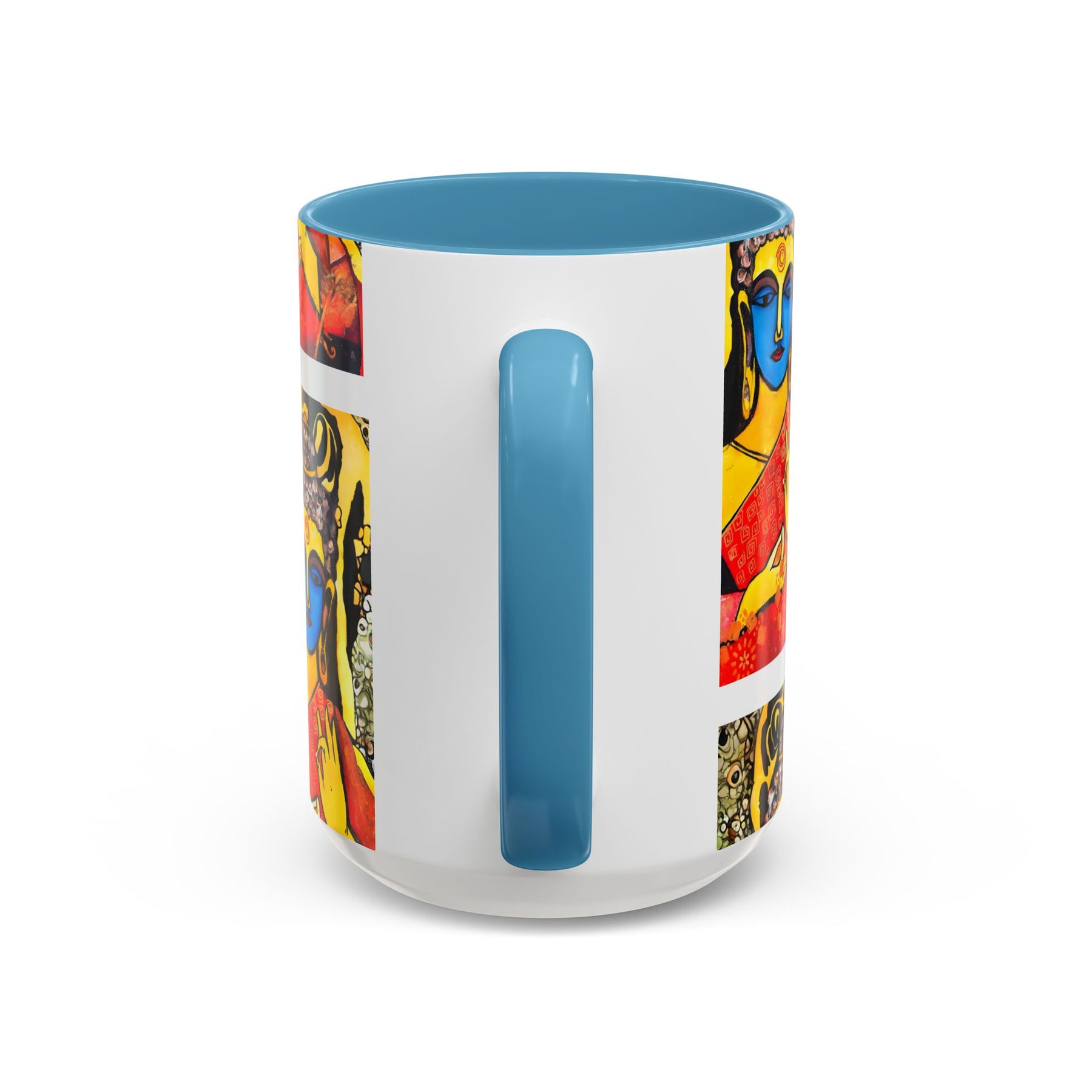 Inspirational Yoga Ceramic Mug, Colorful Buddhist Painting, 11oz & 15oz Unique Coffee Cup - Ira World Art LLC