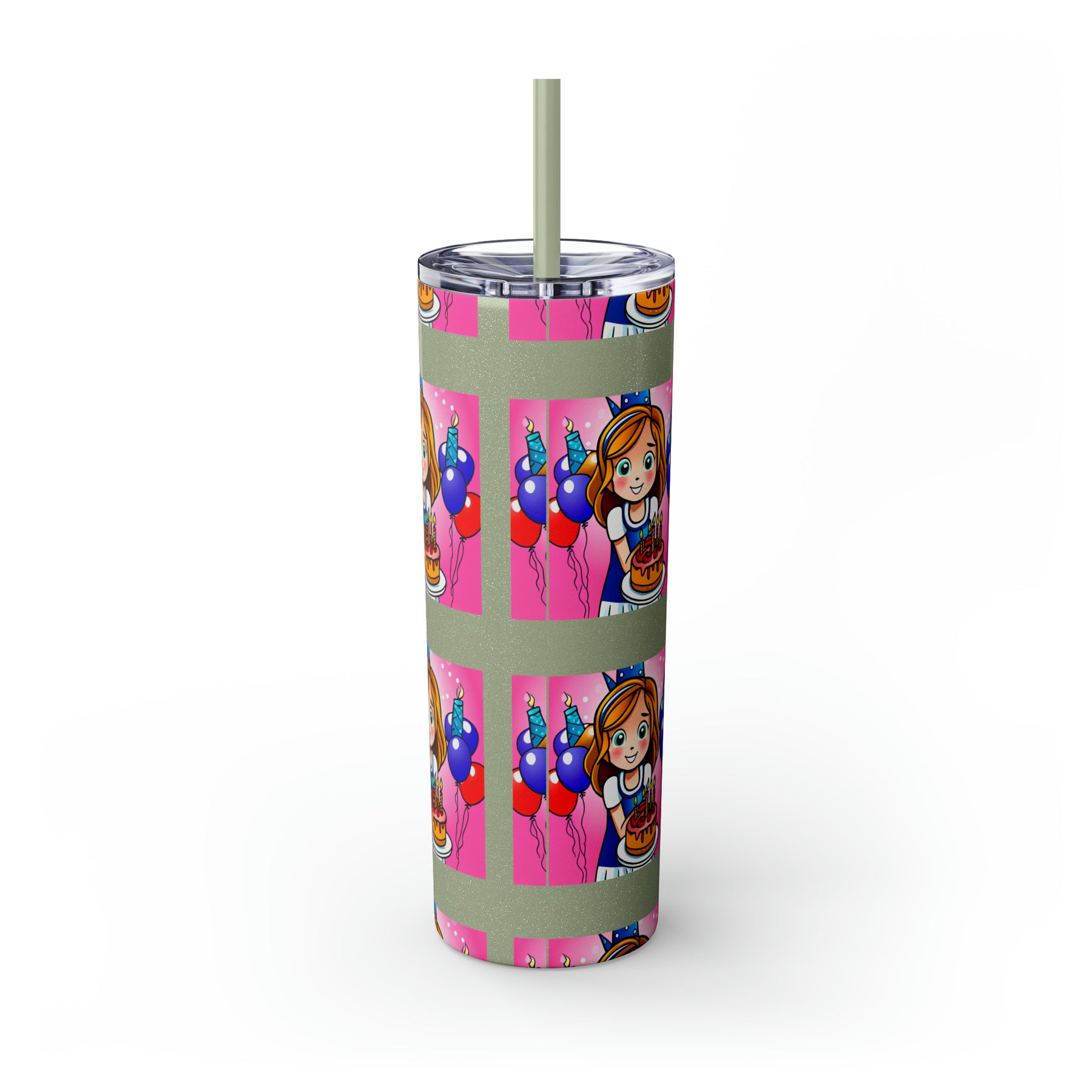 Stylish 20oz Birthday Skinny Tumbler with Straw - Ira World Art LLC