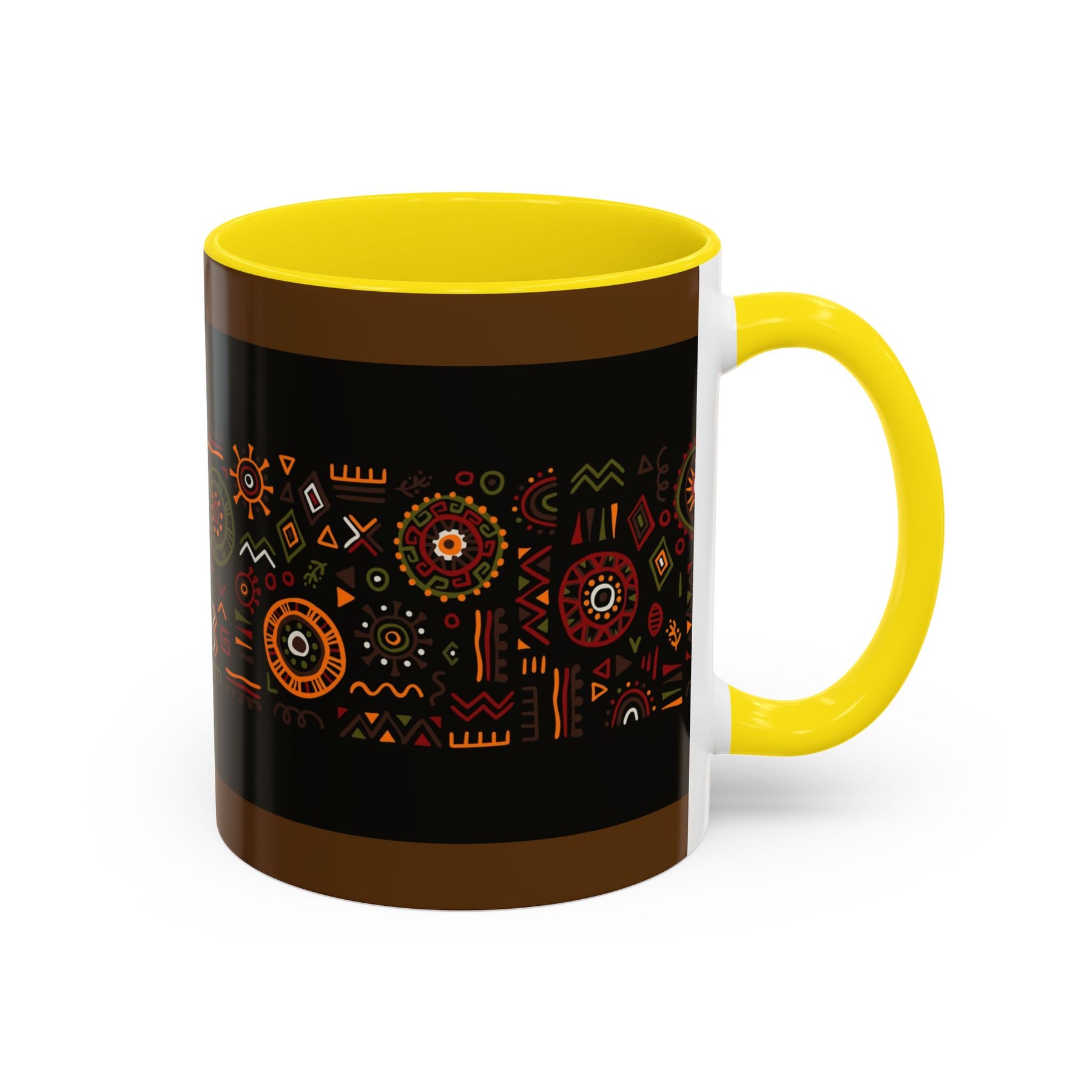 Tribal Ceramic Coffee Mug, Afrocentric Colorful Design, Custom 11oz & 15oz - Ira World Art LLC