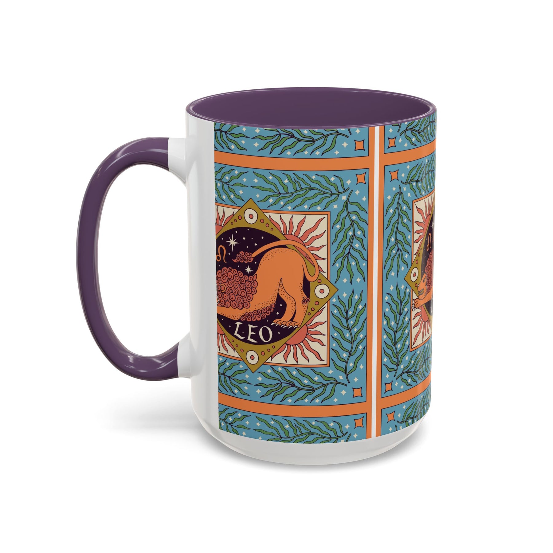 Vibrant Leo Zodiac Coffee Mug, Custom Ceramic 11oz & 15oz Colorful Design - Ira World Art LLC