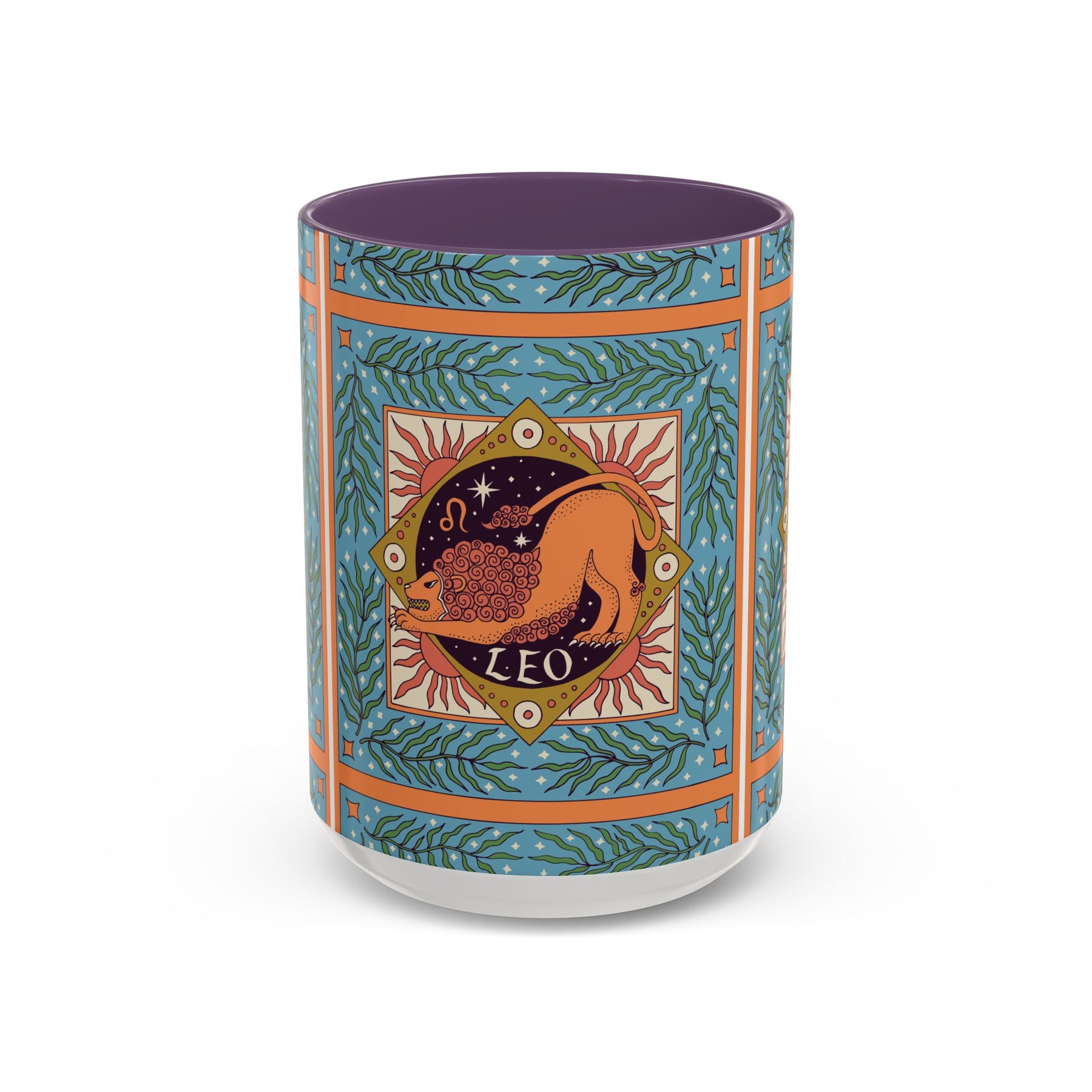 Vibrant Leo Zodiac Coffee Mug, Custom Ceramic 11oz & 15oz Colorful Design - Ira World Art LLC
