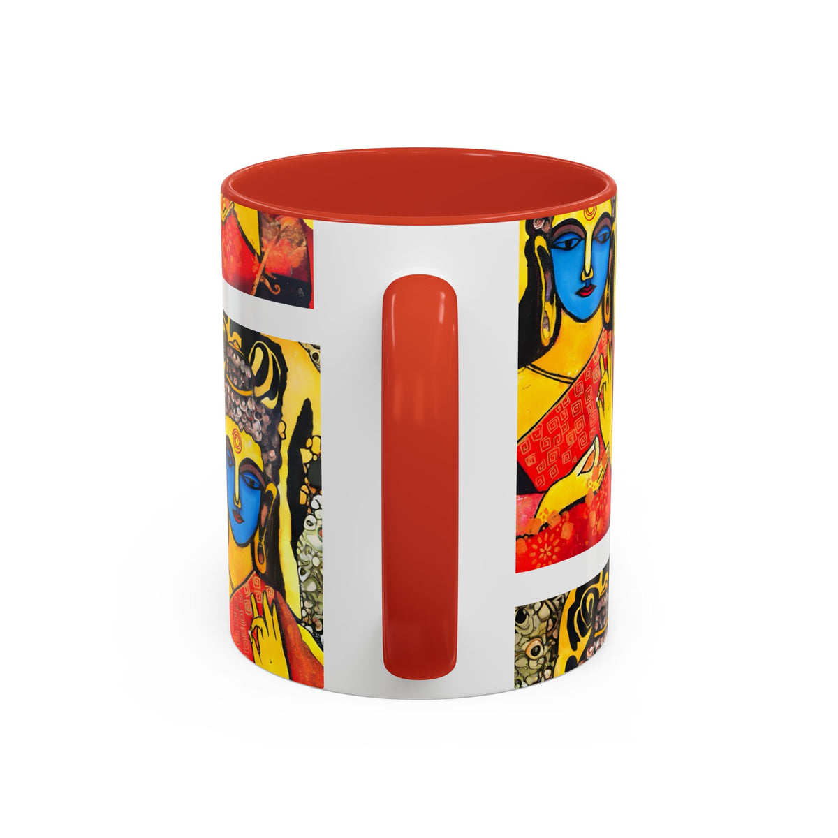 Inspirational Yoga Ceramic Mug, Colorful Buddhist Painting, 11oz & 15oz Unique Coffee Cup - Ira World Art LLC