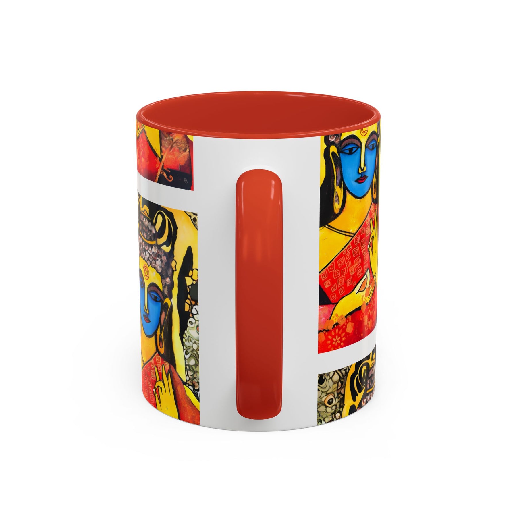 Inspirational Yoga Ceramic Mug, Colorful Buddhist Painting, 11oz & 15oz Unique Coffee Cup - Ira World Art LLC