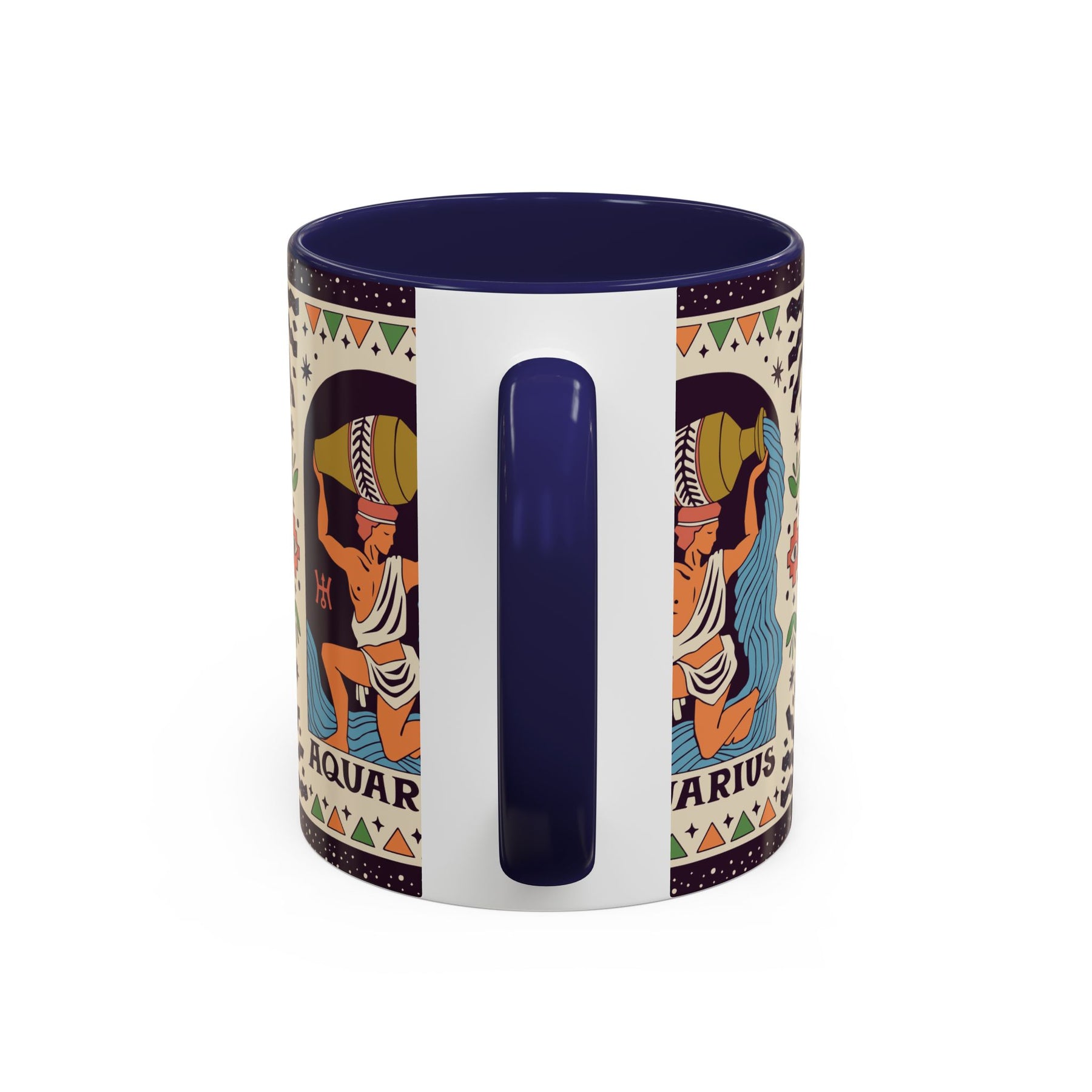 Aquarius Zodiac Painted Mug, Custom Ceramic 11oz and 15oz Coffee Cup - Ira World Art LLC