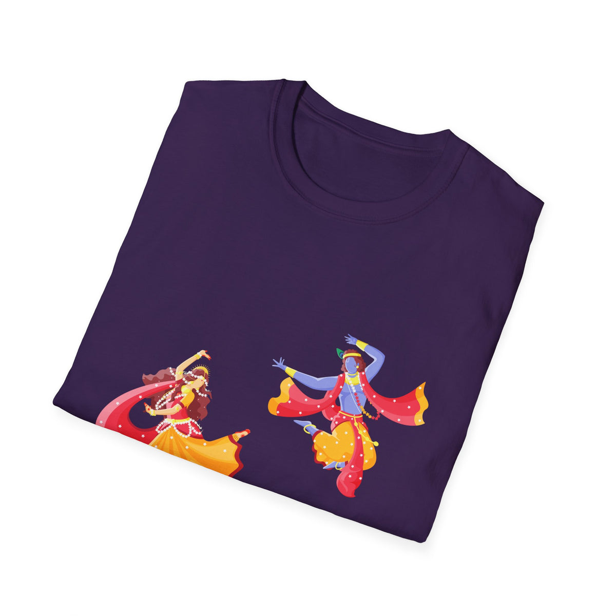 Radha Krishna Unisex Softstyle T-Shirt, Hindu Deity Tee, Spiritual Apparel, Yoga Top, Festival Clothing - Ira World Art LLC