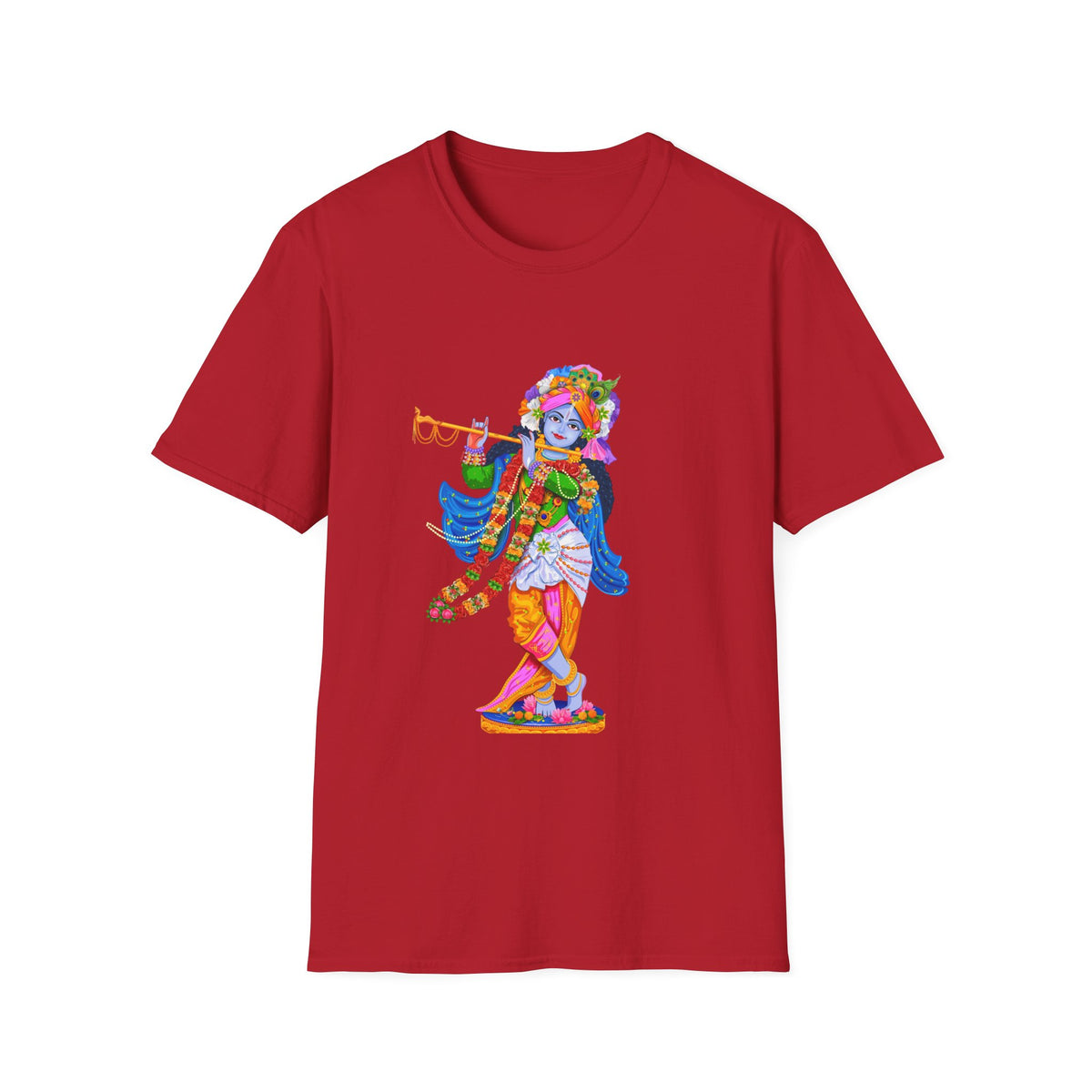 Krishana Tees - Spiritual Unisex Softstyle T-Shirt, Hindu God Tee, Religious Clothing, Meditation Shirt, Yoga Outfit - Ira World Art LLC