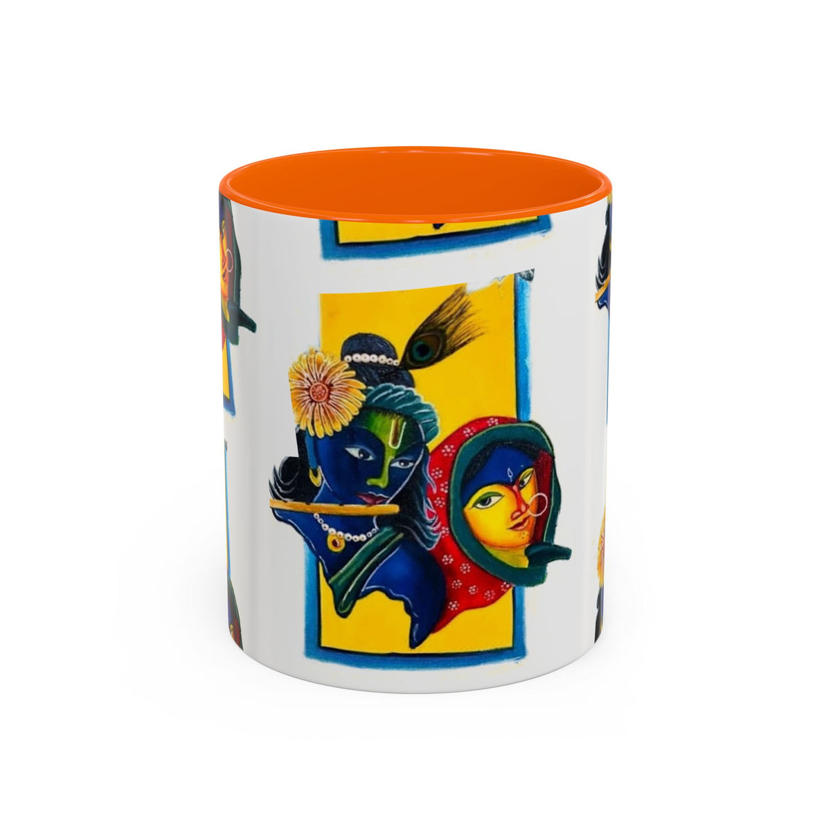 Colorful Ceramic Mug with Unique Hindu Art Design, 11oz & 15oz Aesthetic Gift - Ira World Art LLC