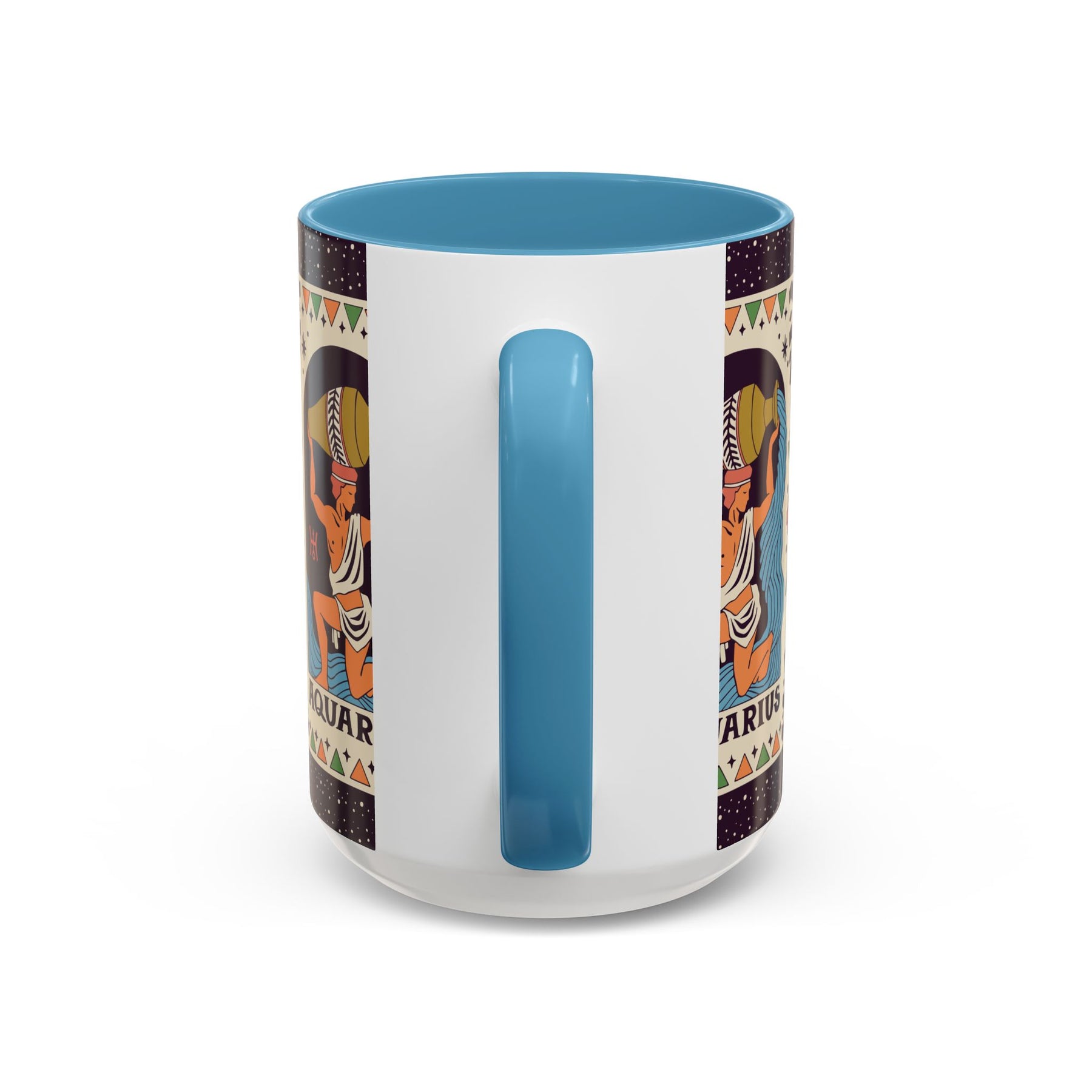 Aquarius Zodiac Painted Mug, Custom Ceramic 11oz and 15oz Coffee Cup - Ira World Art LLC