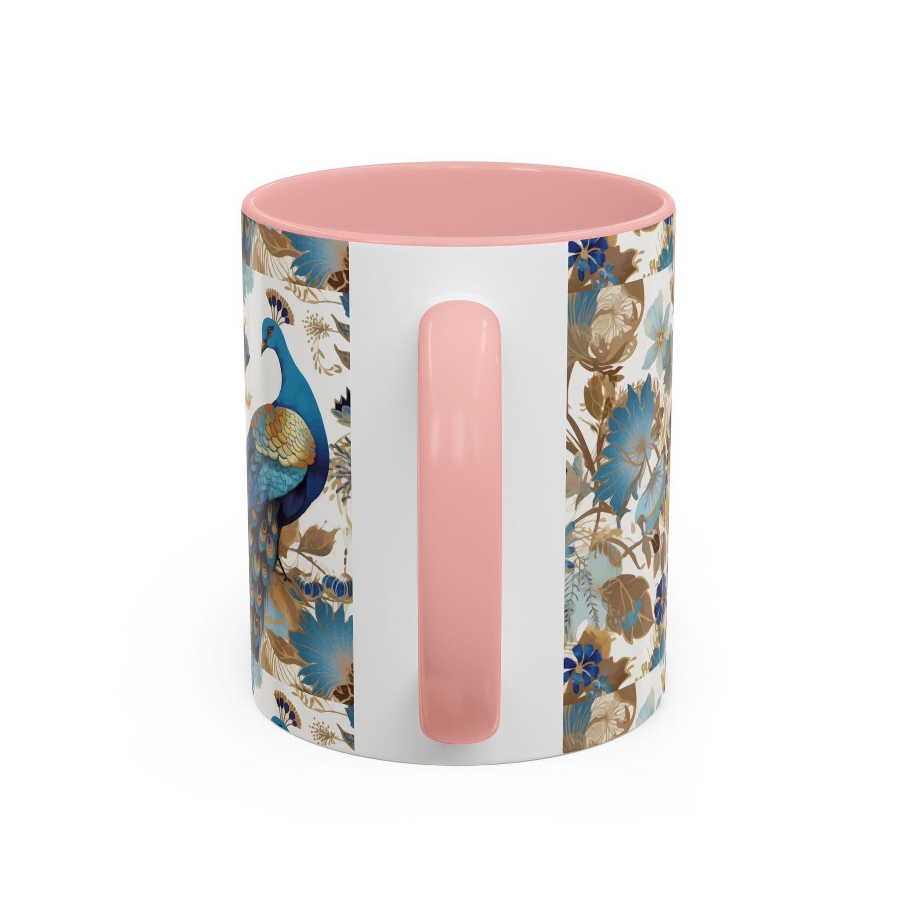 Elegant Peacock Ceramic Coffee Mug, Colorful 11oz & 15oz Custom Design - Ira World Art LLC