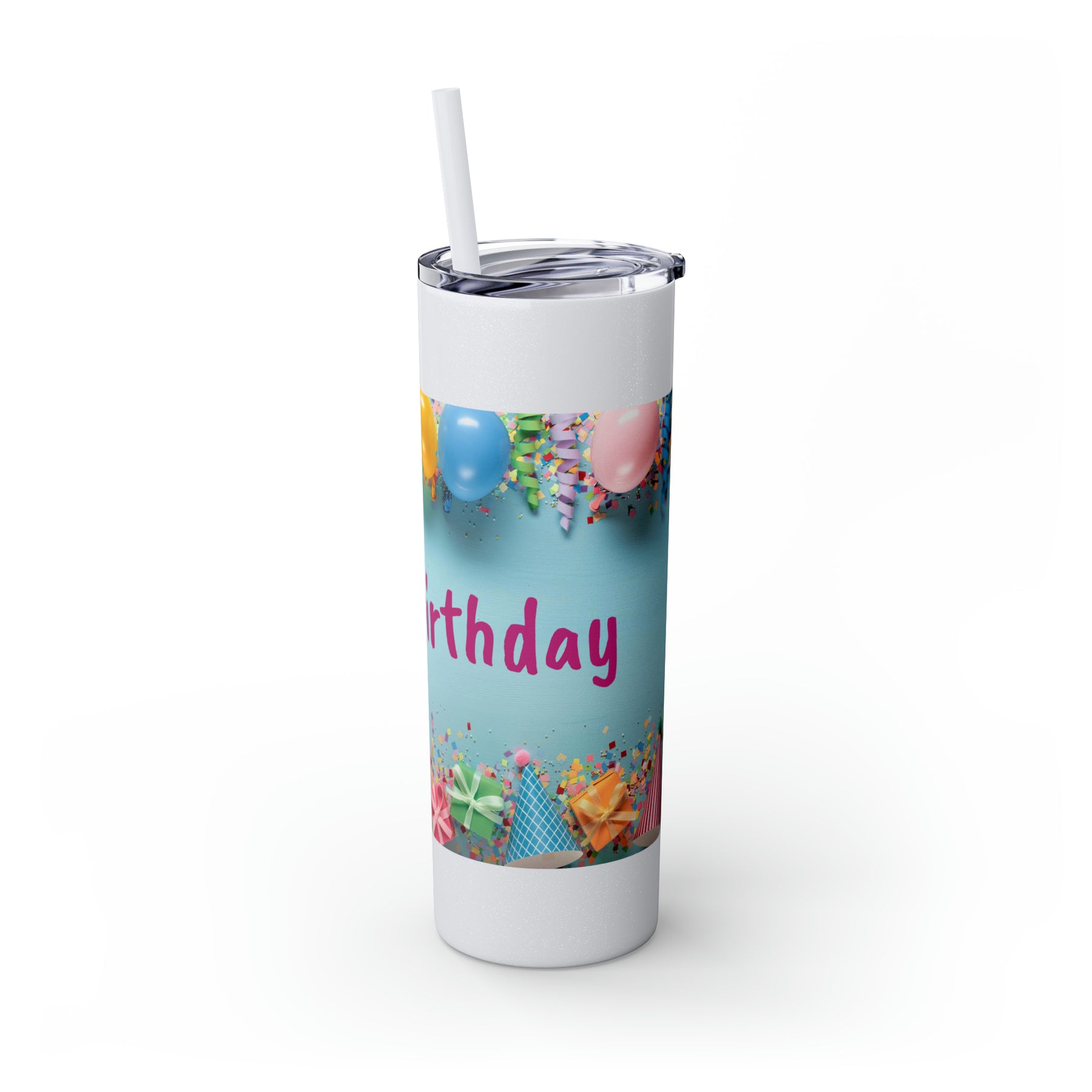 Birthday Skinny Tumbler with Straw – Celebrate in Sip-worthy Fashion!, 20oz - Ira World Art LLC