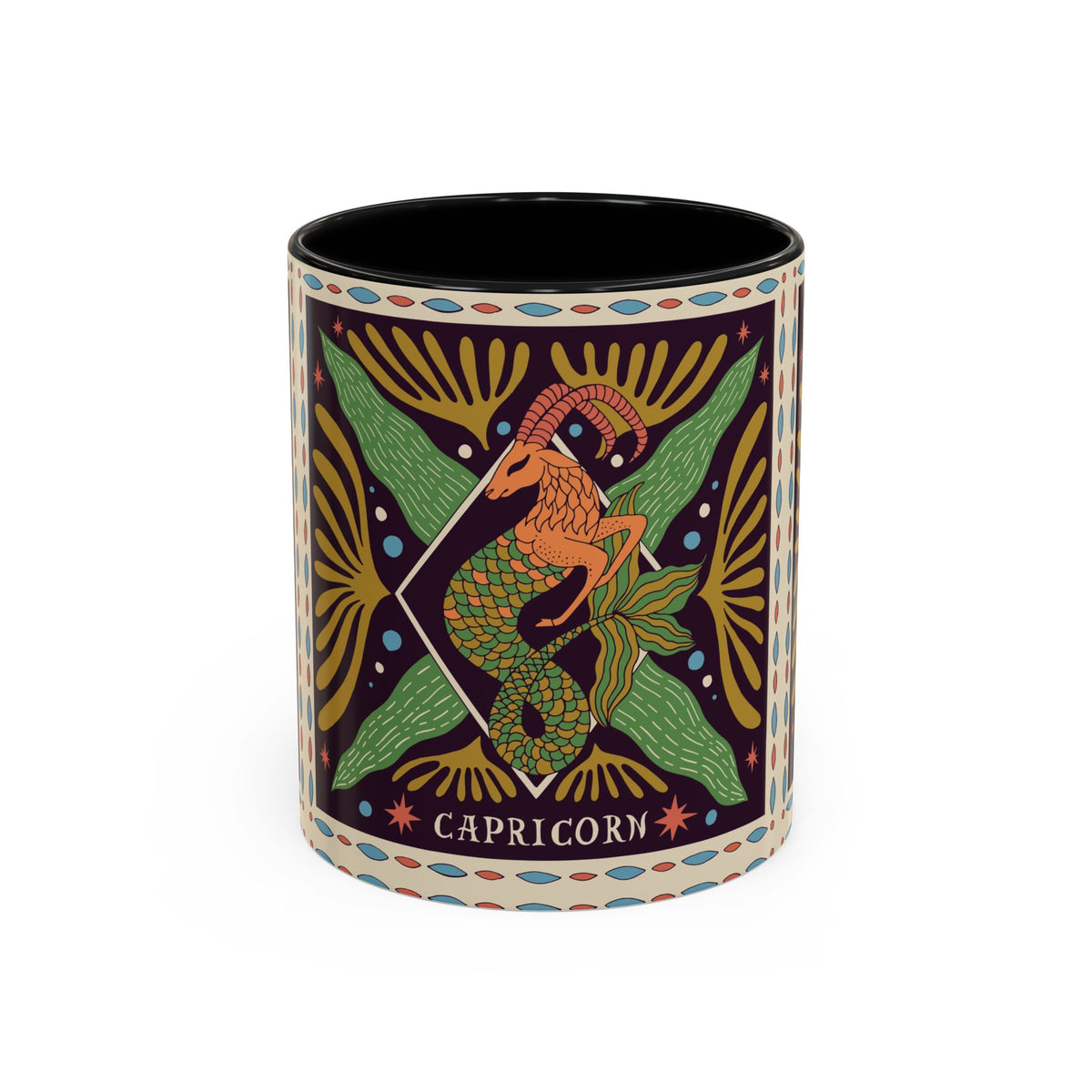 Colorful Capricorn Mug, Custom Ceramic Coffee Cup 11oz & 15oz Zodiac Design - Ira World Art LLC