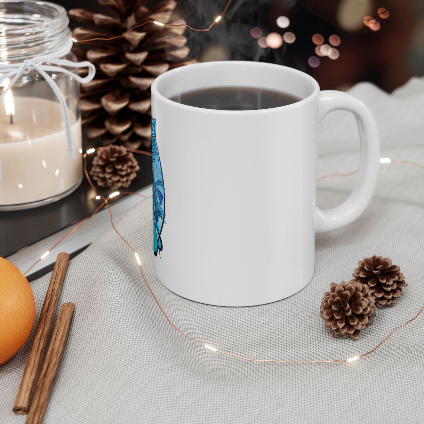 White 11oz Ceramic Zodiac Mug with Colorful Pisces Fish Design, Mermaid Coffee Mug - Ira World Art LLC