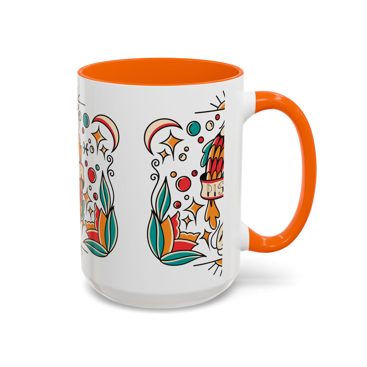 Colorful Pisces Zodiac Mug, Painted Ceramic 11oz Unique Coffee Cup - Ira World Art LLC