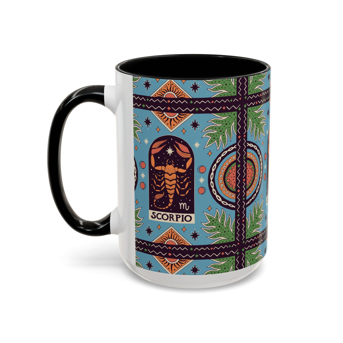 Colorful Scorpio Zodiac Ceramic Mug, Custom 11oz & 15oz Coffee Cup Design - Ira World Art LLC