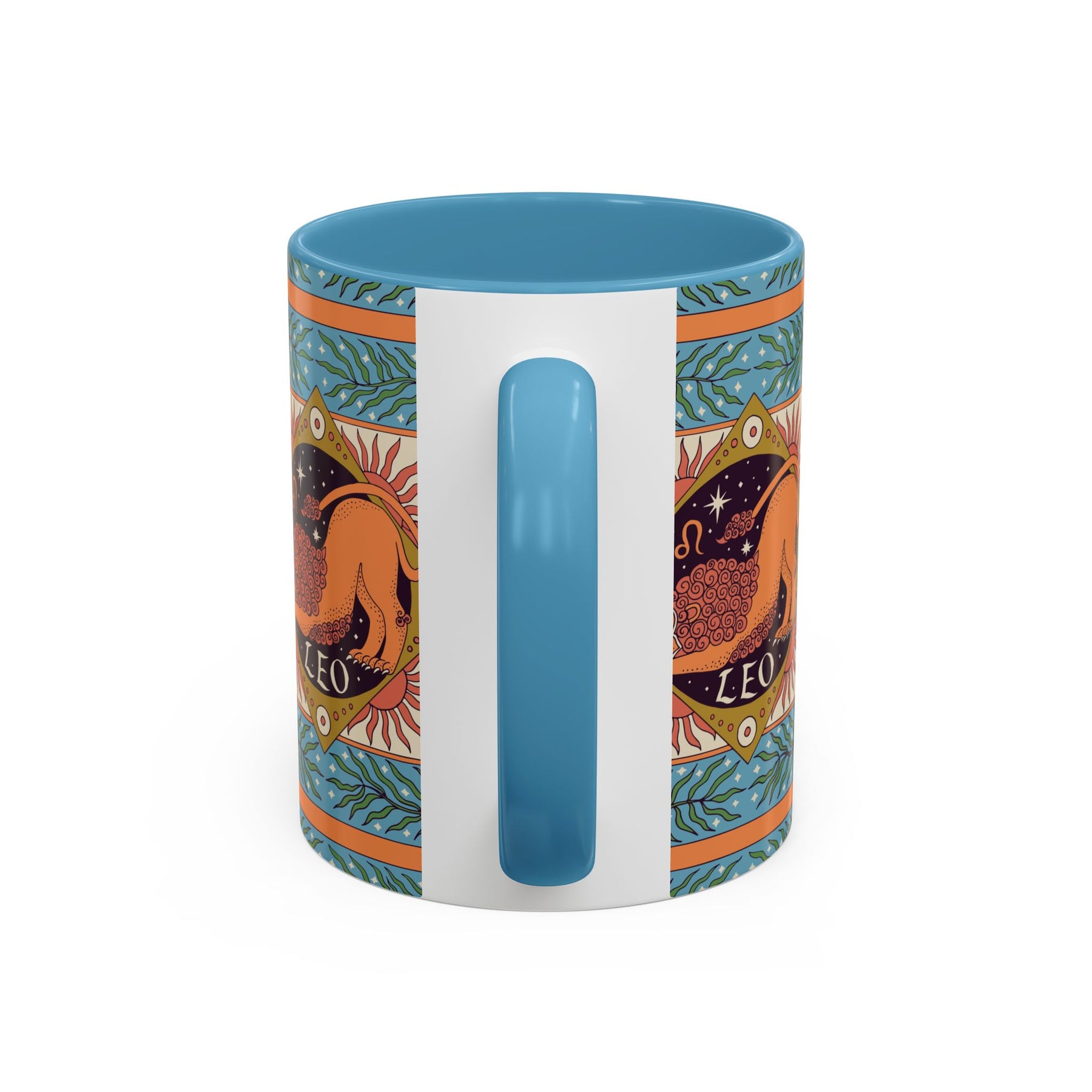 Vibrant Leo Zodiac Coffee Mug, Custom Ceramic 11oz & 15oz Colorful Design - Ira World Art LLC