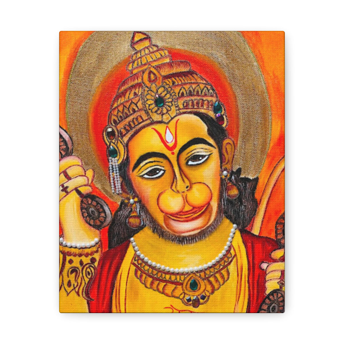 Sacred Strength: Lord Hanuman Gallery Wrap Canvas Print for Divine Home Decor - Ira World Art LLC