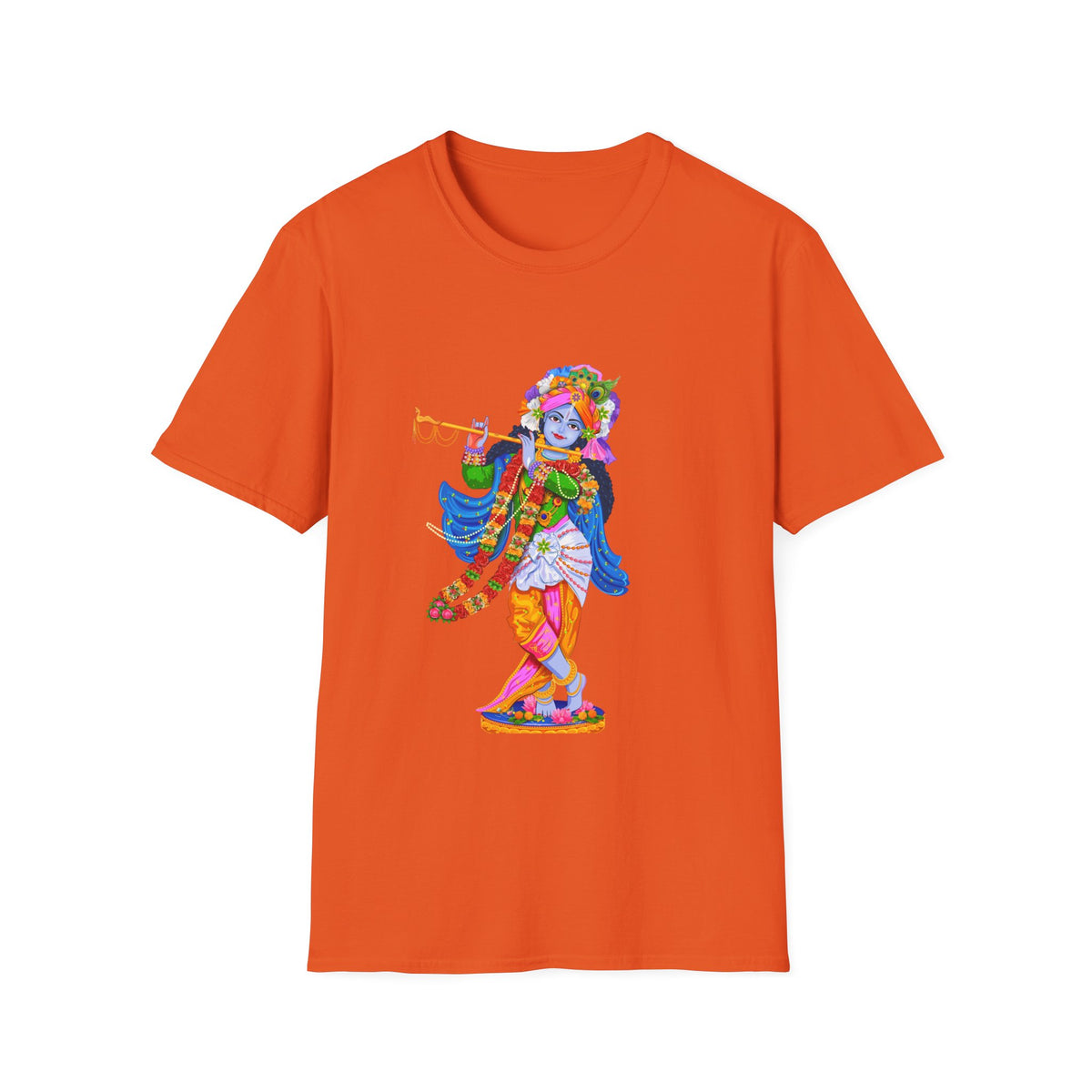 Krishana Tees - Spiritual Unisex Softstyle T-Shirt, Hindu God Tee, Religious Clothing, Meditation Shirt, Yoga Outfit - Ira World Art LLC