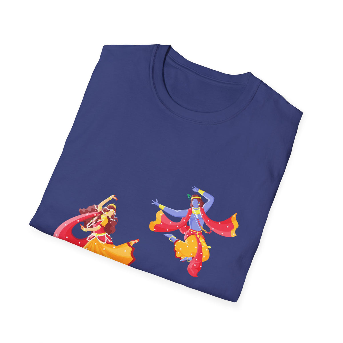 Radha Krishna Unisex Softstyle T-Shirt, Hindu Deity Tee, Spiritual Apparel, Yoga Top, Festival Clothing - Ira World Art LLC