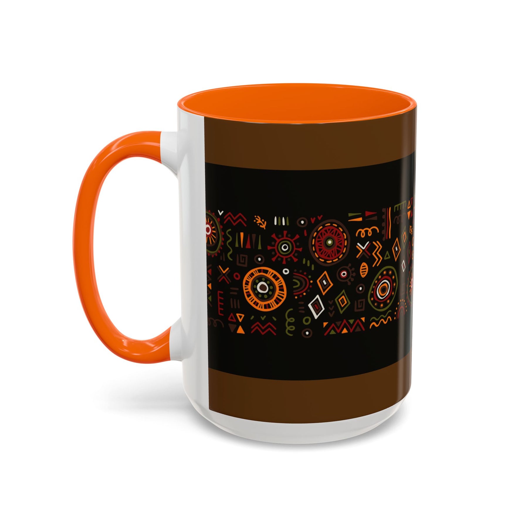 Tribal Ceramic Coffee Mug, Afrocentric Colorful Design, Custom 11oz & 15oz - Ira World Art LLC