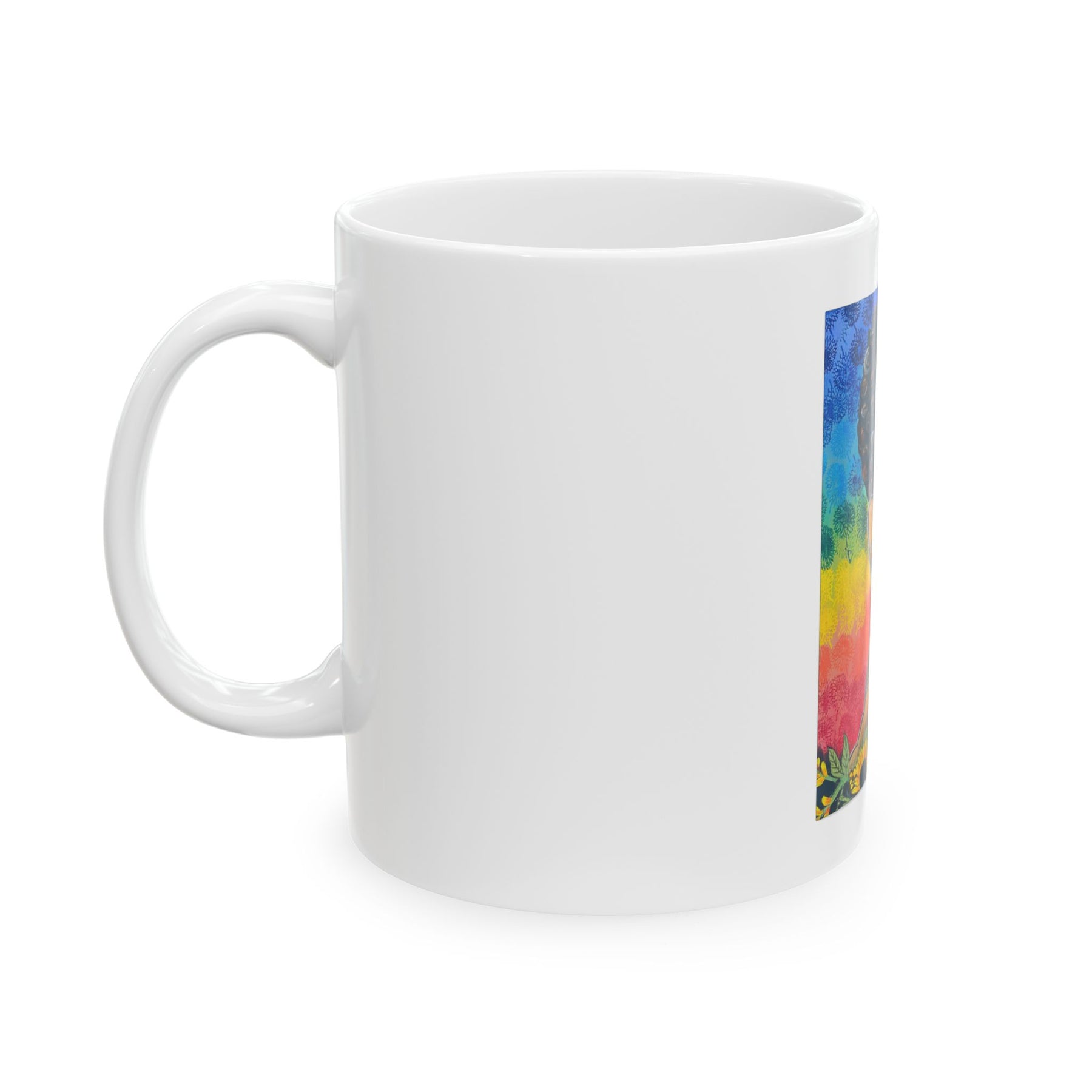 Colorful 11oz Ceramic Coffee Mug with Watercolor Design, Motivational Yoga Mug - Ira World Art LLC