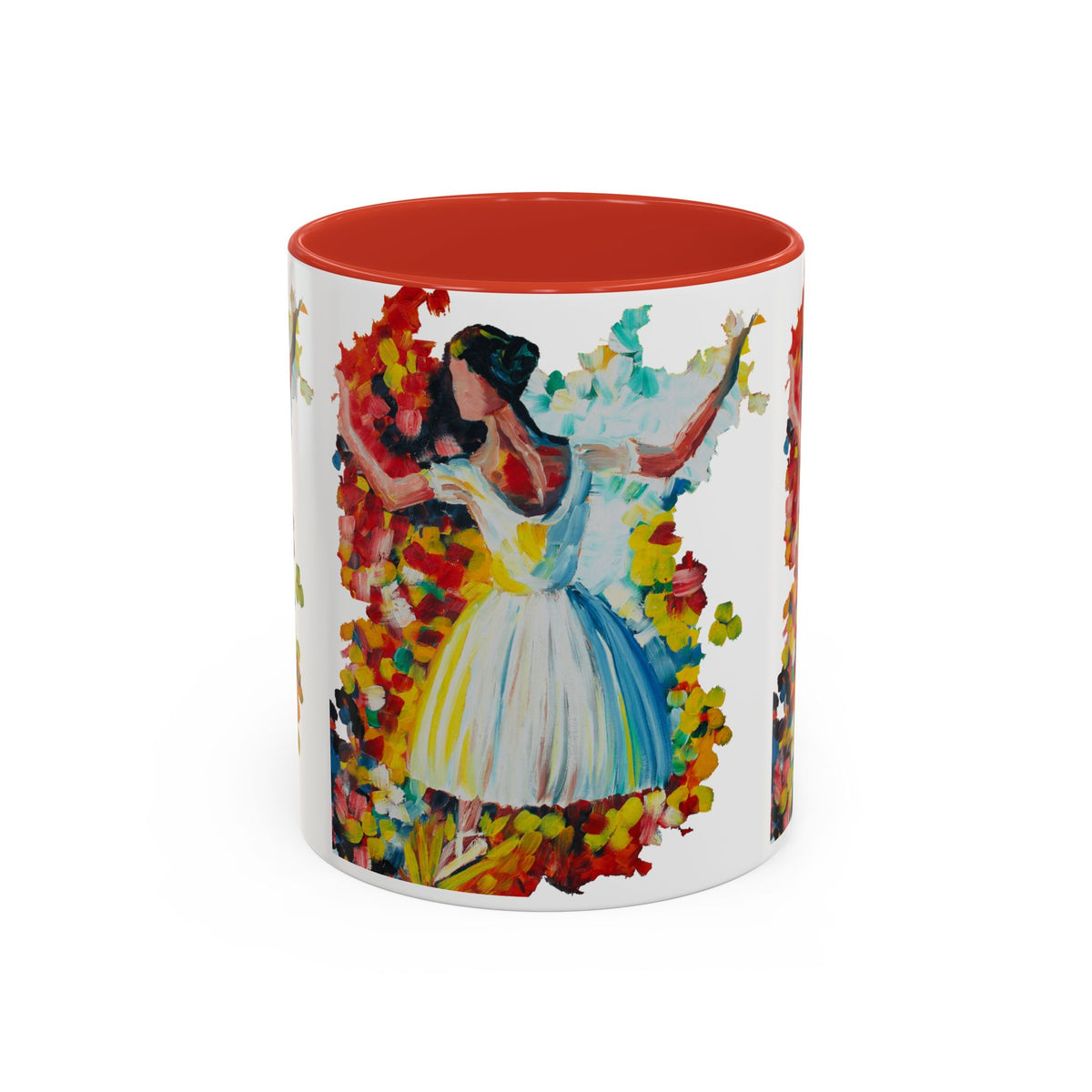 Colorful Ballet Latte Mug, Artistic Ceramic Coffee Cup with Floral Design - Ira World Art LLC