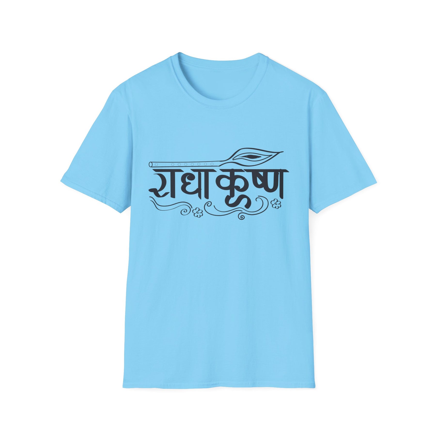 Radha Krishna Unisex T-Shirt, Hindu Deity Tee, Spiritual Printed Shirt, Yoga Apparel, Boho Top, Festival Clothing - Ira World Art LLC