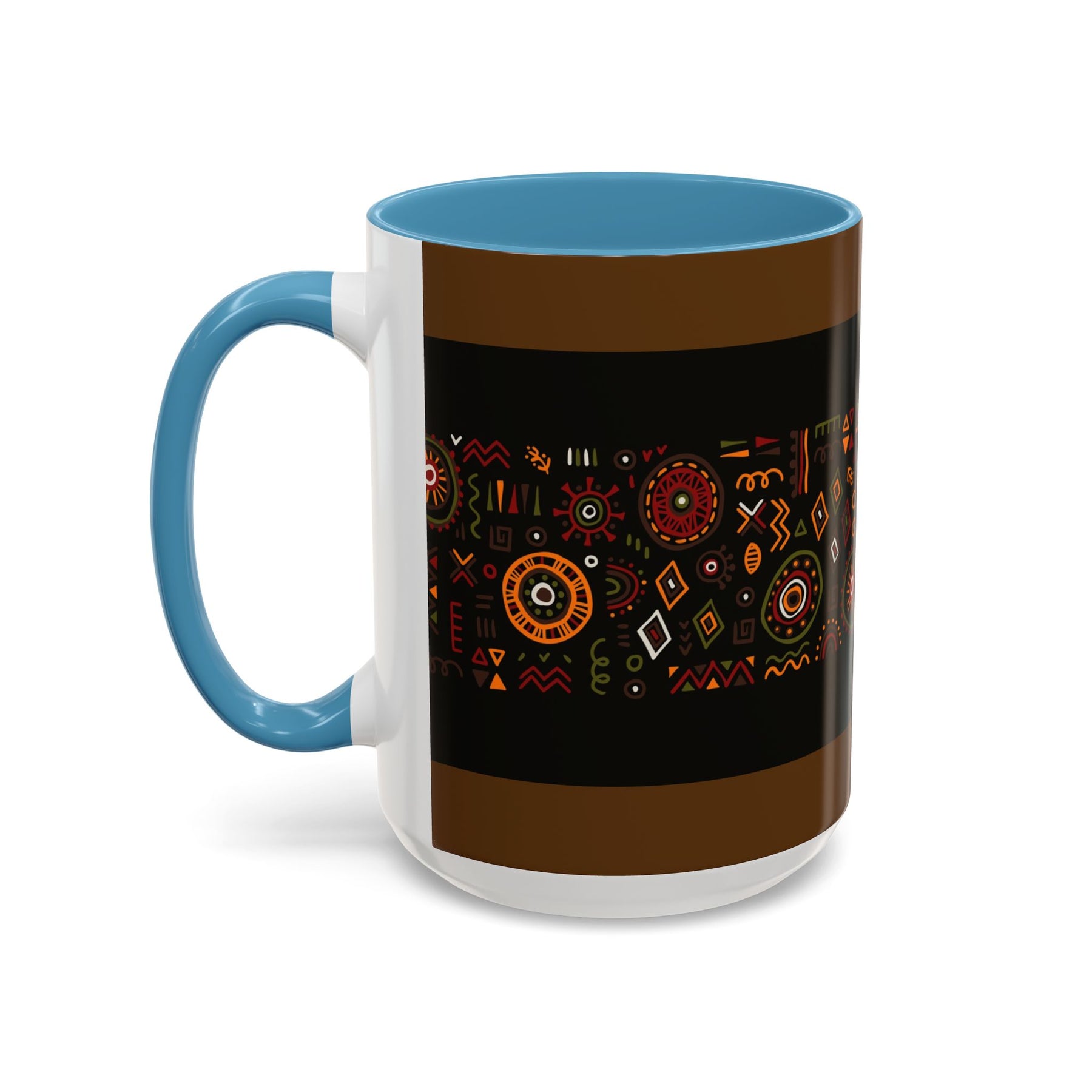 Tribal Ceramic Coffee Mug, Afrocentric Colorful Design, Custom 11oz & 15oz - Ira World Art LLC