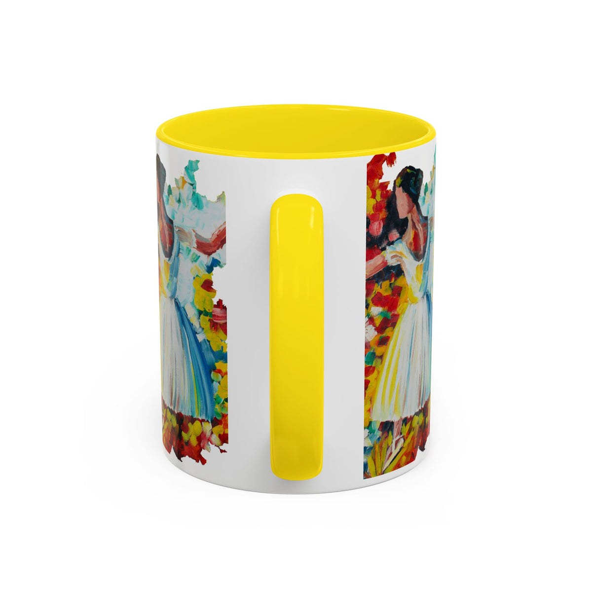 Colorful Ballet Latte Mug, Artistic Ceramic Coffee Cup with Floral Design - Ira World Art LLC