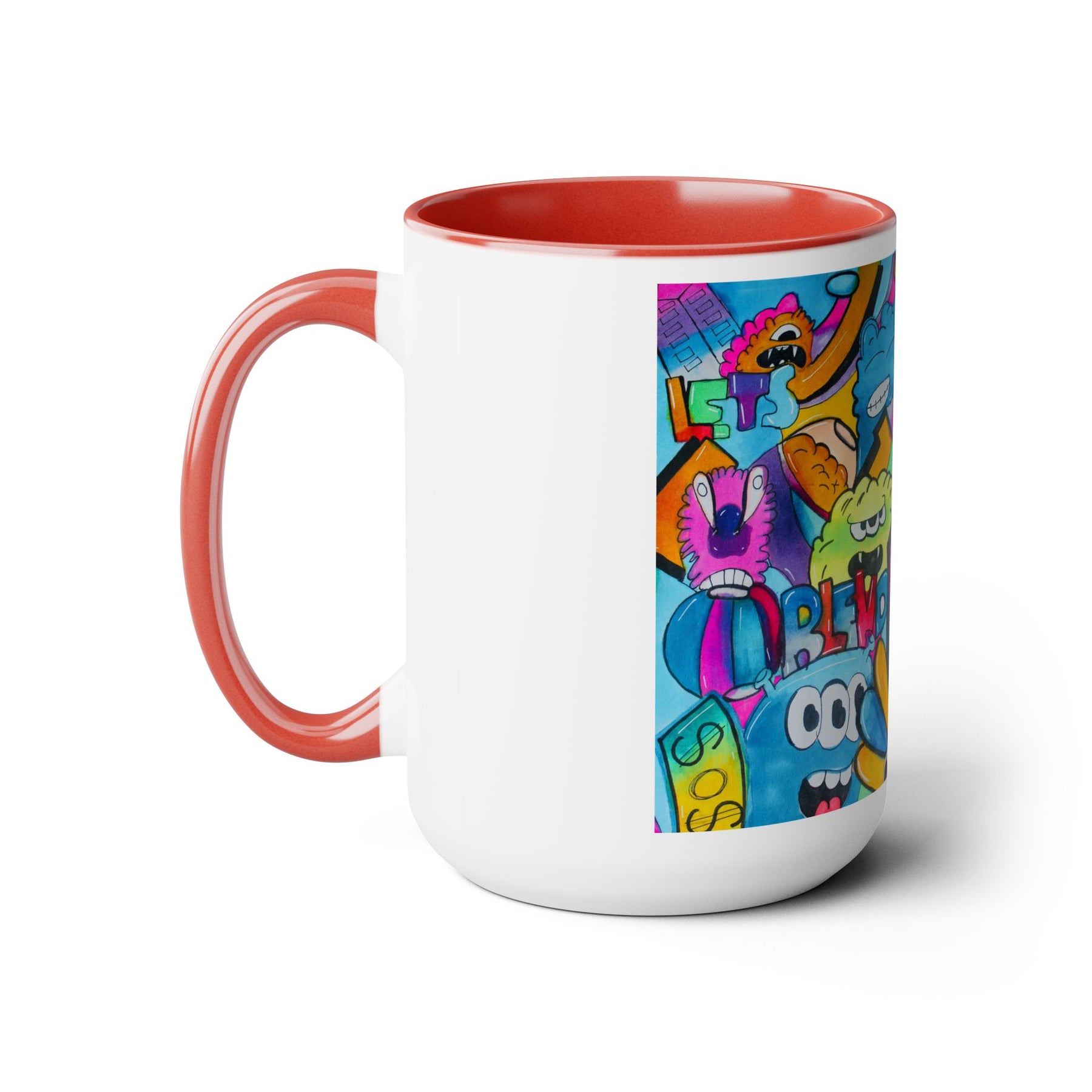 Colorful Two-Tone 15oz Kids Mug with Durable Ceramic, School & Toddler Design - Ira World Art LLC