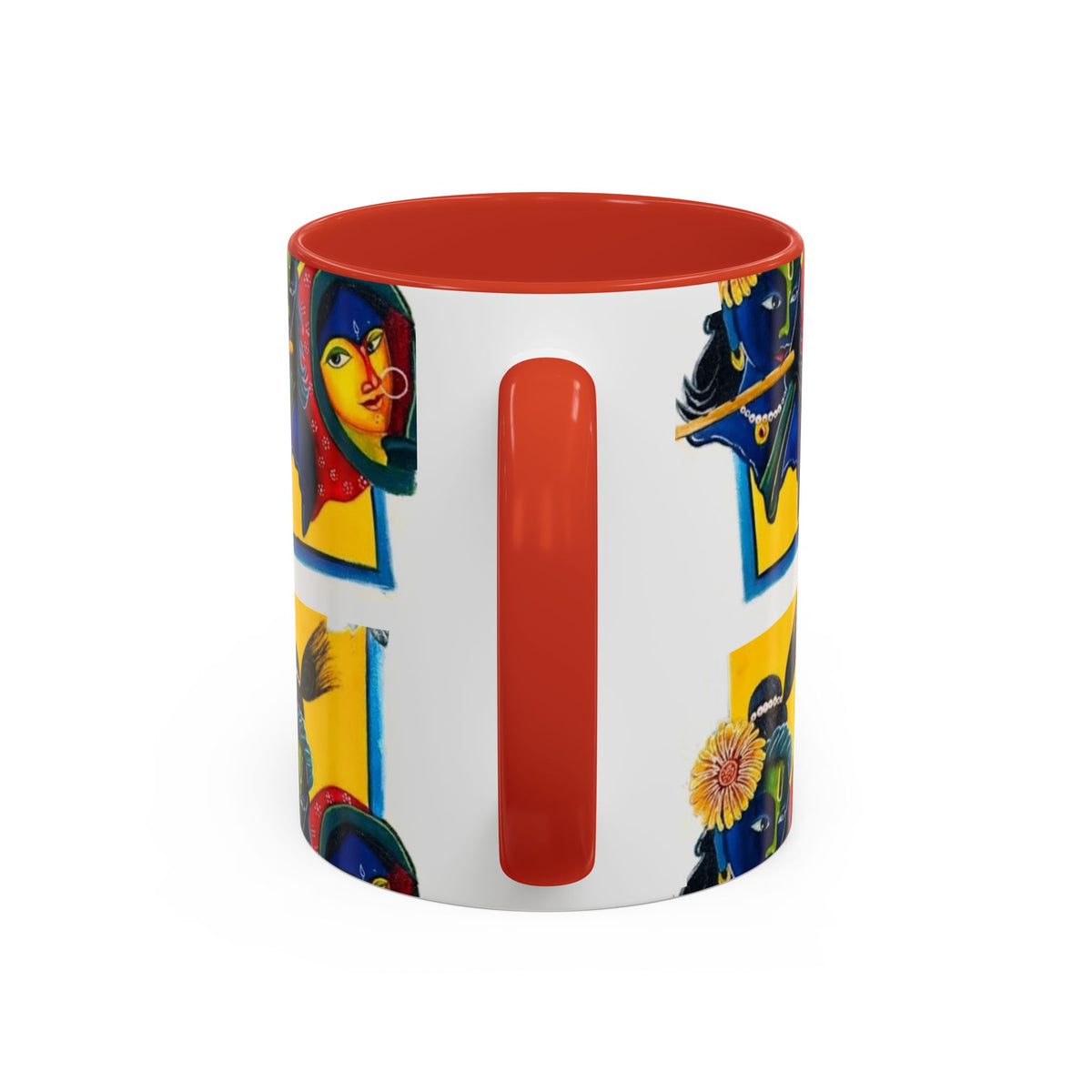 Colorful Ceramic Mug with Unique Hindu Art Design, 11oz & 15oz Aesthetic Gift - Ira World Art LLC