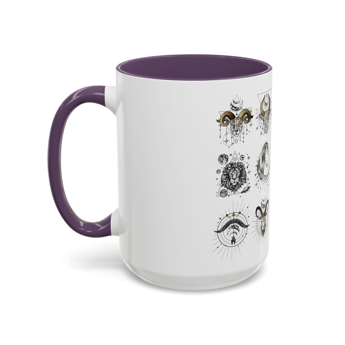 Zodiac Accent Ceramic Coffee Mug with Vibrant Horoscope Design 11oz & 15oz - Ira World Art LLC