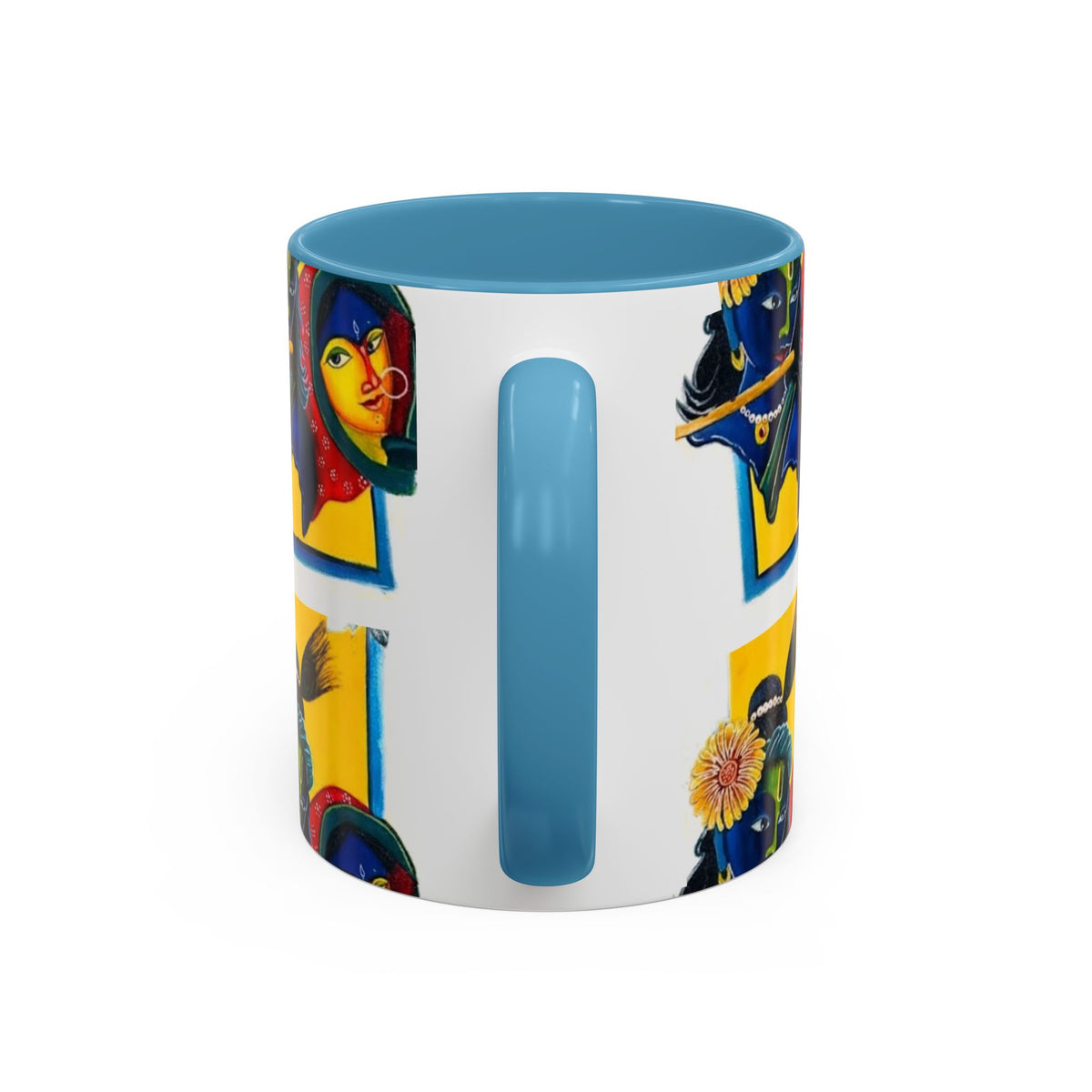 Colorful Ceramic Mug with Unique Hindu Art Design, 11oz & 15oz Aesthetic Gift - Ira World Art LLC