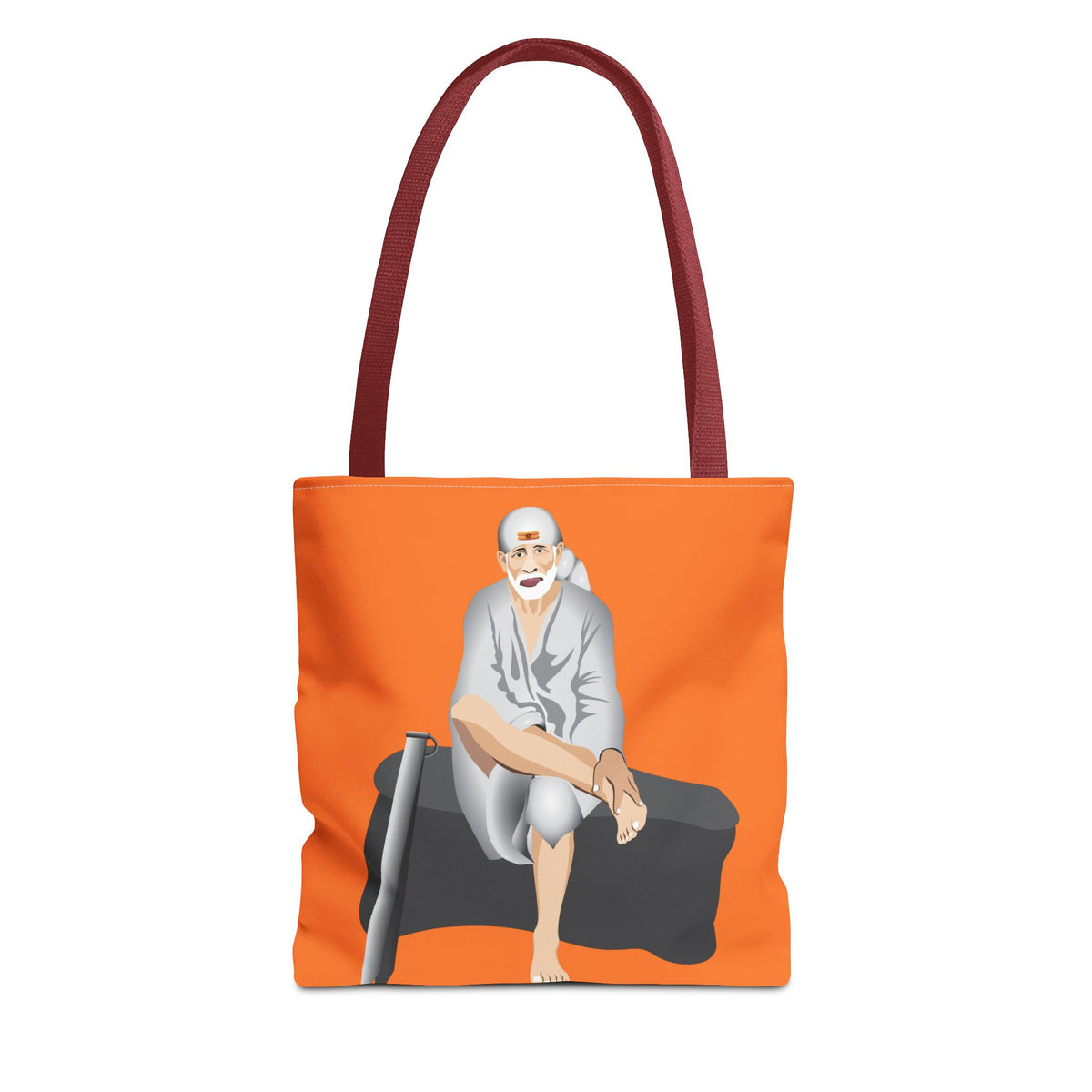 Sai Baba Tote Bag, Religious Shopper Bag, Guru Printed Carryall, Spiritual Shoulder Tote, Holy Canvas Handbag, Indian Deity Market Tote, - Ira World Art LLC