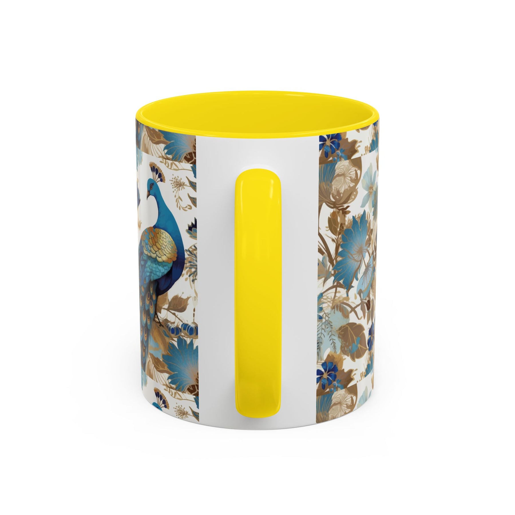 Elegant Peacock Ceramic Coffee Mug, Colorful 11oz & 15oz Custom Design - Ira World Art LLC