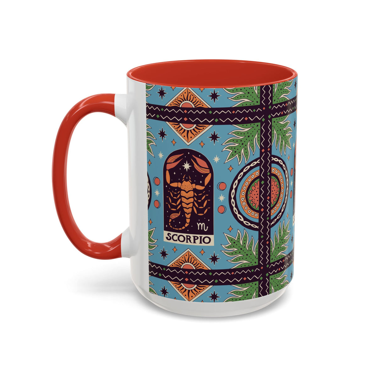 Colorful Scorpio Zodiac Ceramic Mug, Custom 11oz & 15oz Coffee Cup Design - Ira World Art LLC
