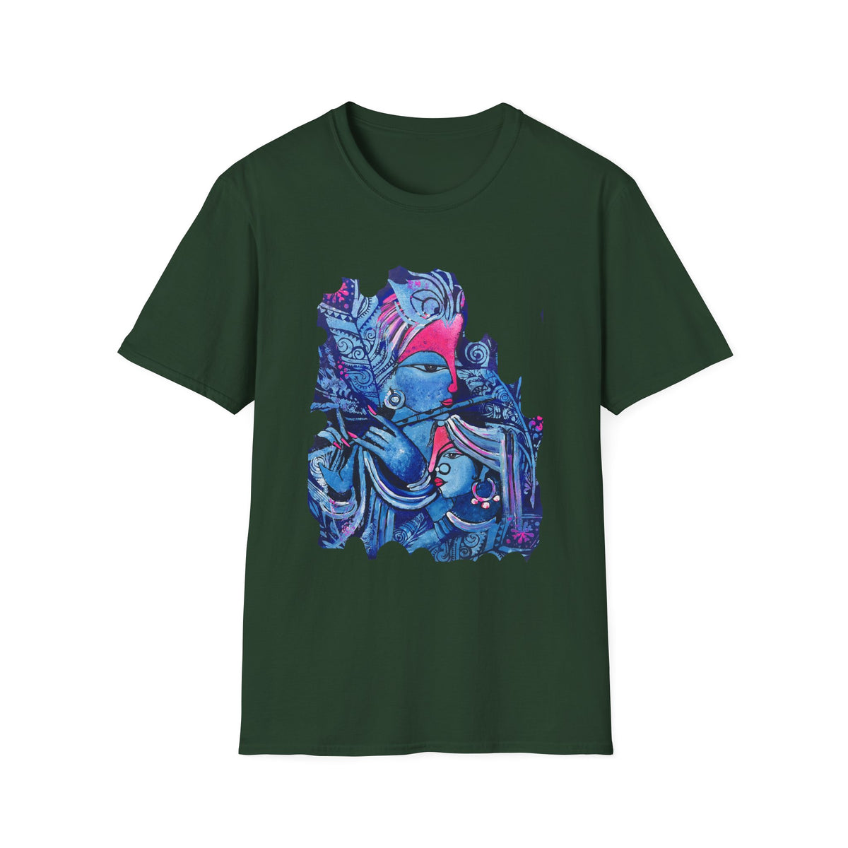 Radha Krishna Painting Print Unisex T-Shirt, Hindu Deity Tee, Spiritual Clothing, Religious Art Shirt, Festival Wear - Ira World Art LLC