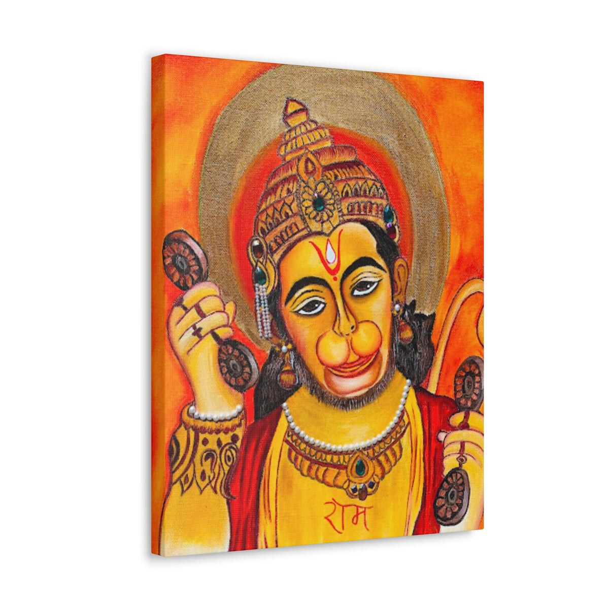 Sacred Strength: Lord Hanuman Gallery Wrap Canvas Print for Divine Home Decor - Ira World Art LLC