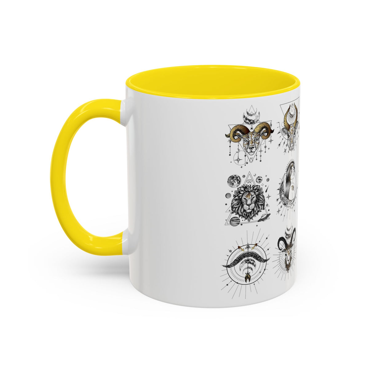 Zodiac Accent Ceramic Coffee Mug with Vibrant Horoscope Design 11oz & 15oz - Ira World Art LLC