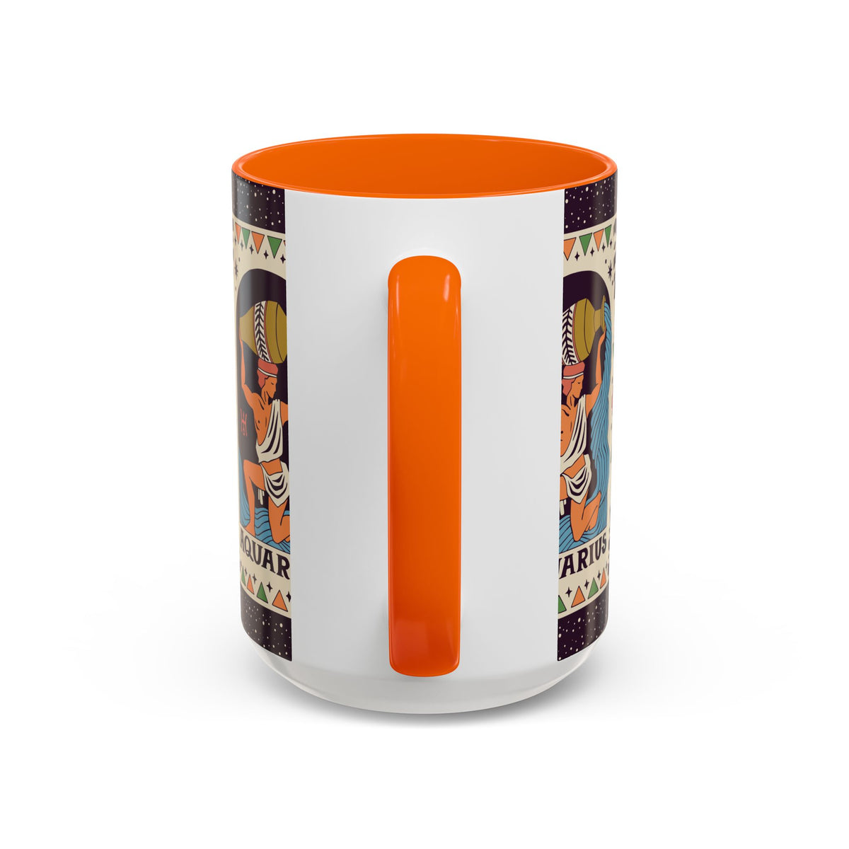 Aquarius Zodiac Painted Mug, Custom Ceramic 11oz and 15oz Coffee Cup - Ira World Art LLC