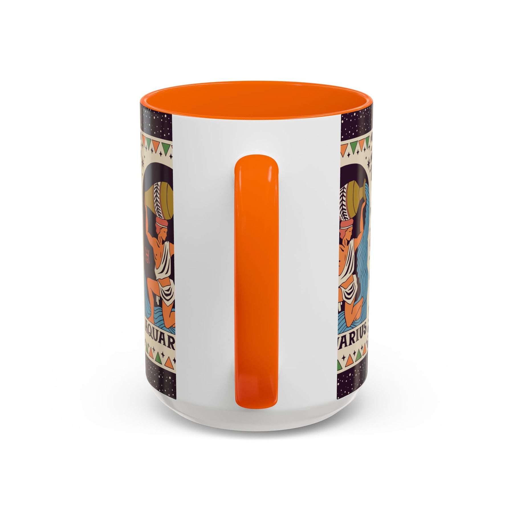 Aquarius Zodiac Painted Mug, Custom Ceramic 11oz and 15oz Coffee Cup - Ira World Art LLC