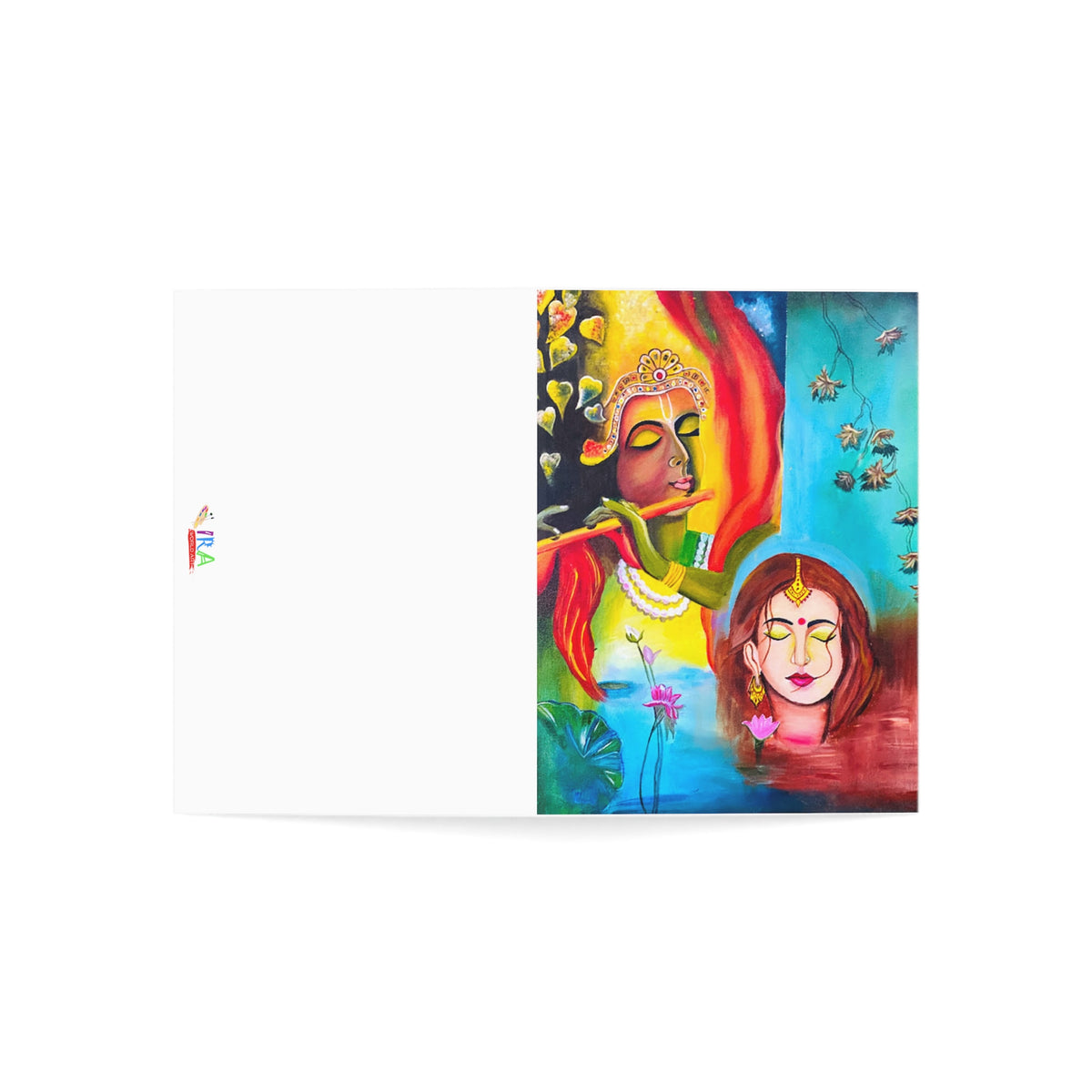 Divine Love Unveiled: Radha Krishna Greeting Card for Heartfelt Moments (1, 10, 30, and 50pcs) - Ira World Art LLC