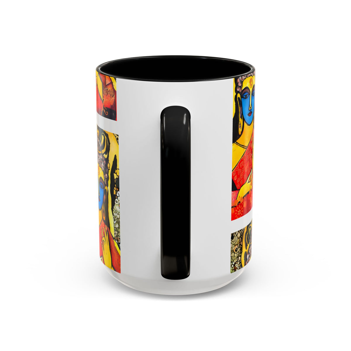 Inspirational Yoga Ceramic Mug, Colorful Buddhist Painting, 11oz & 15oz Unique Coffee Cup - Ira World Art LLC