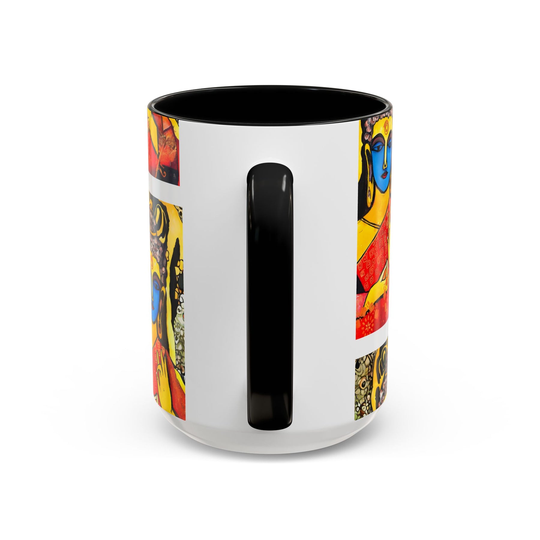 Inspirational Yoga Ceramic Mug, Colorful Buddhist Painting, 11oz & 15oz Unique Coffee Cup - Ira World Art LLC