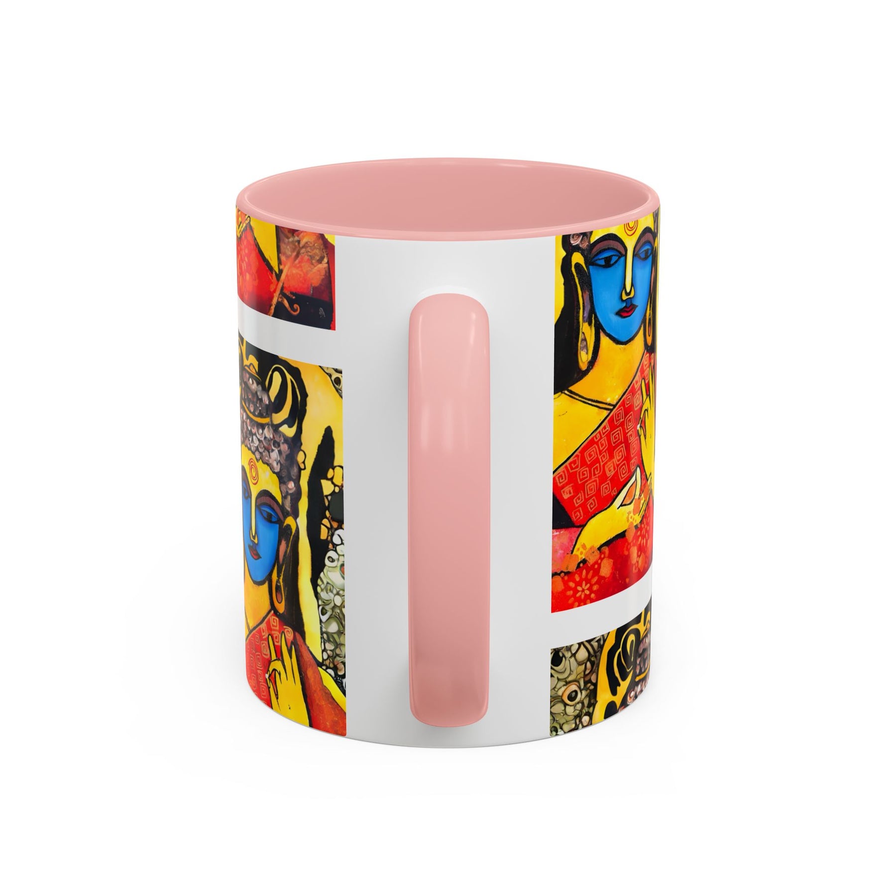 Inspirational Yoga Ceramic Mug, Colorful Buddhist Painting, 11oz & 15oz Unique Coffee Cup - Ira World Art LLC