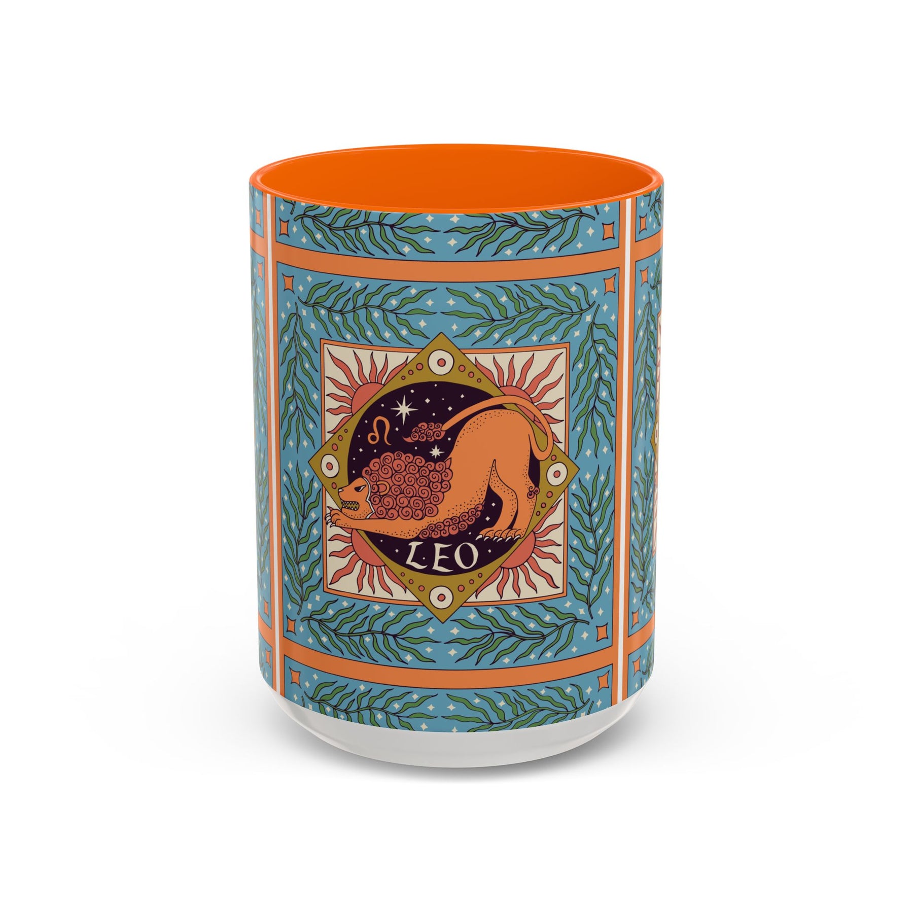Vibrant Leo Zodiac Coffee Mug, Custom Ceramic 11oz & 15oz Colorful Design - Ira World Art LLC